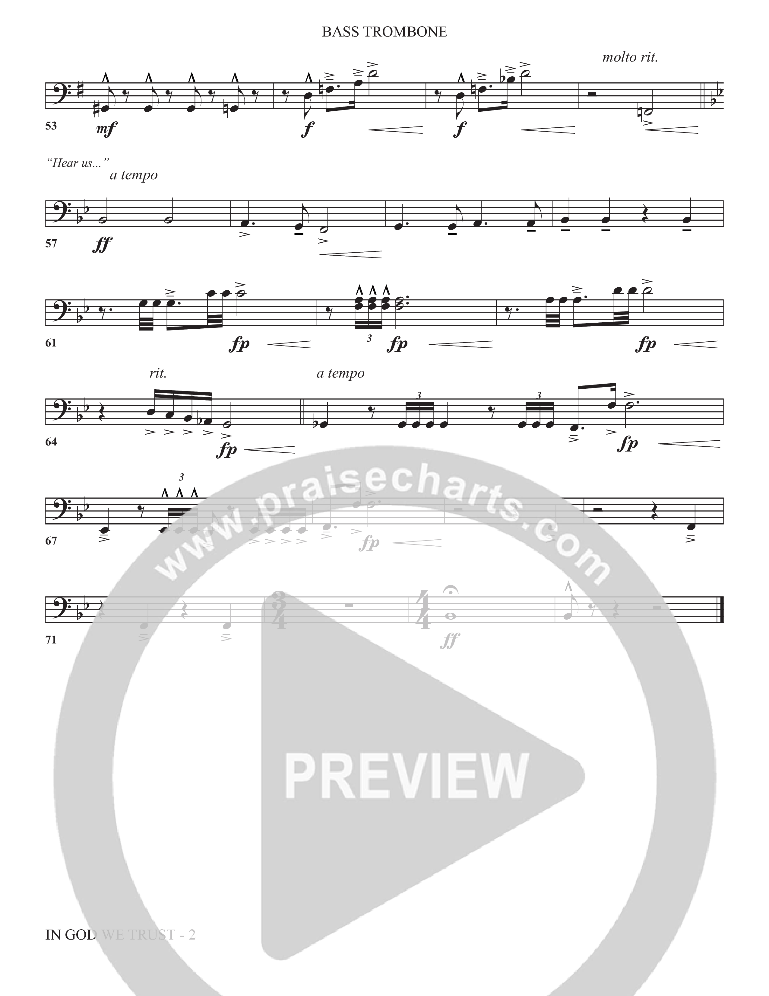 In God We Trust (Choral Anthem SATB) Bass Trombone (The Brooklyn Tabernacle Choir / Arr. Carol Cymbala / Orch. David Hamilton)