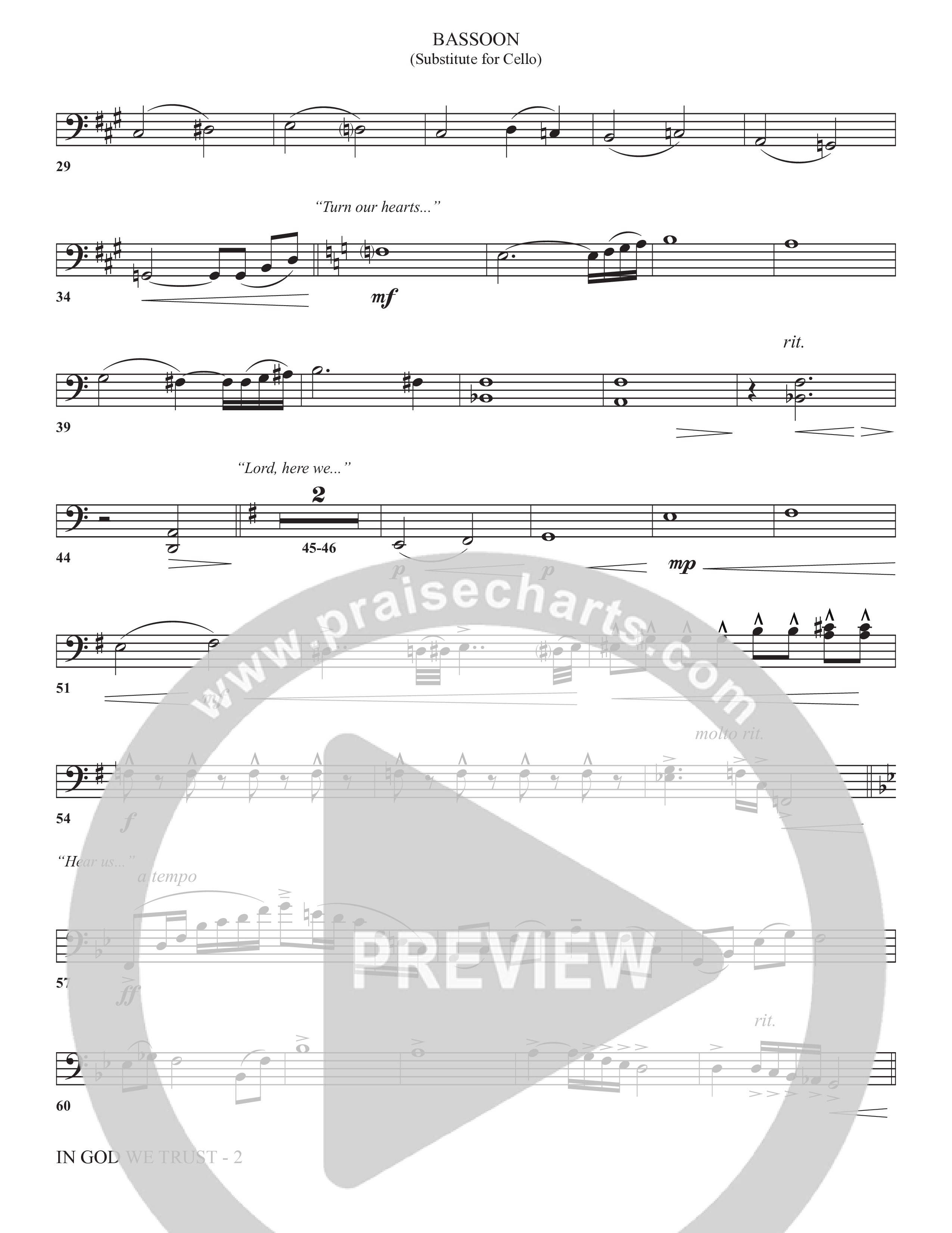 In God We Trust (Choral Anthem SATB) Bassoon (The Brooklyn Tabernacle Choir / Arr. Carol Cymbala / Orch. David Hamilton)