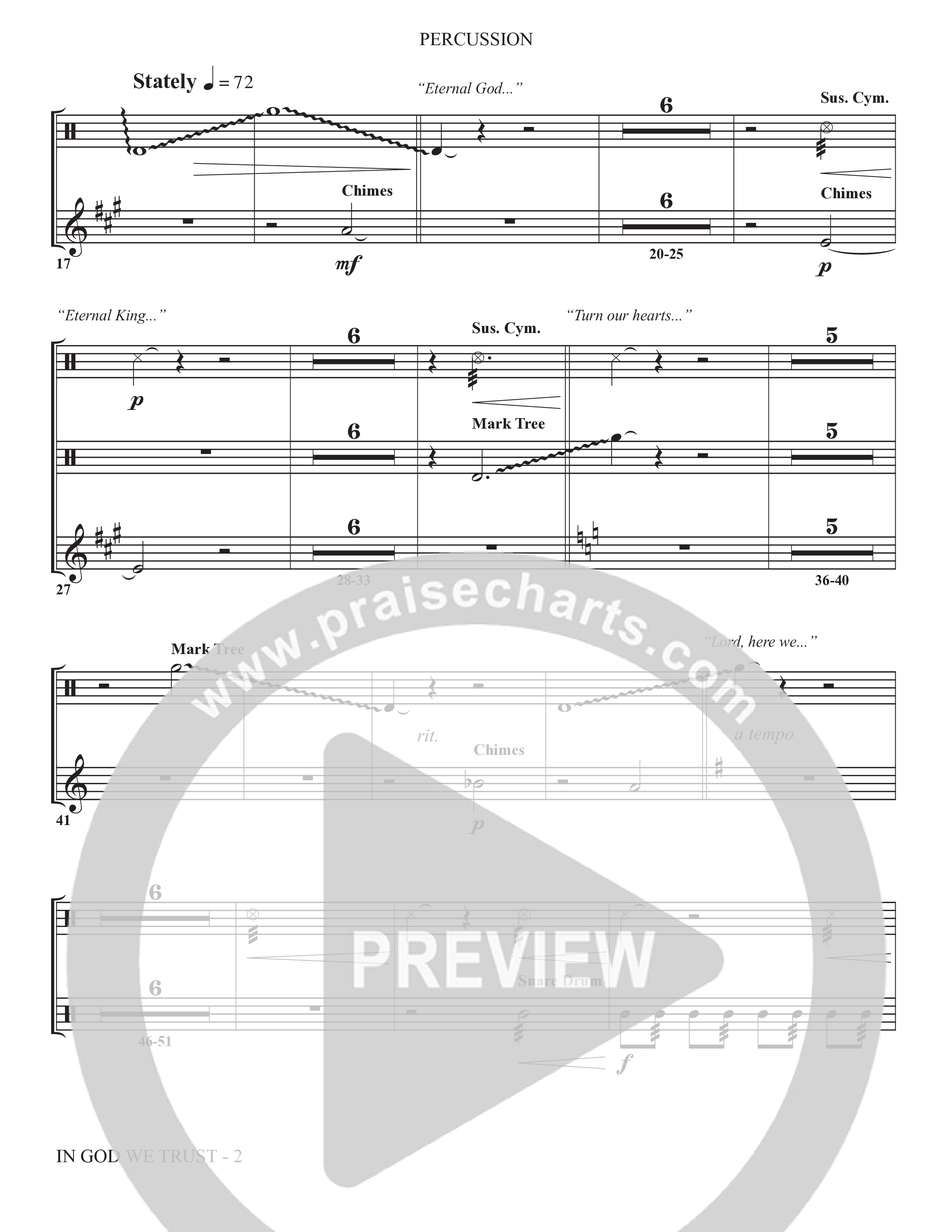 In God We Trust (Choral Anthem SATB) Percussion (The Brooklyn Tabernacle Choir / Arr. Carol Cymbala / Orch. David Hamilton)