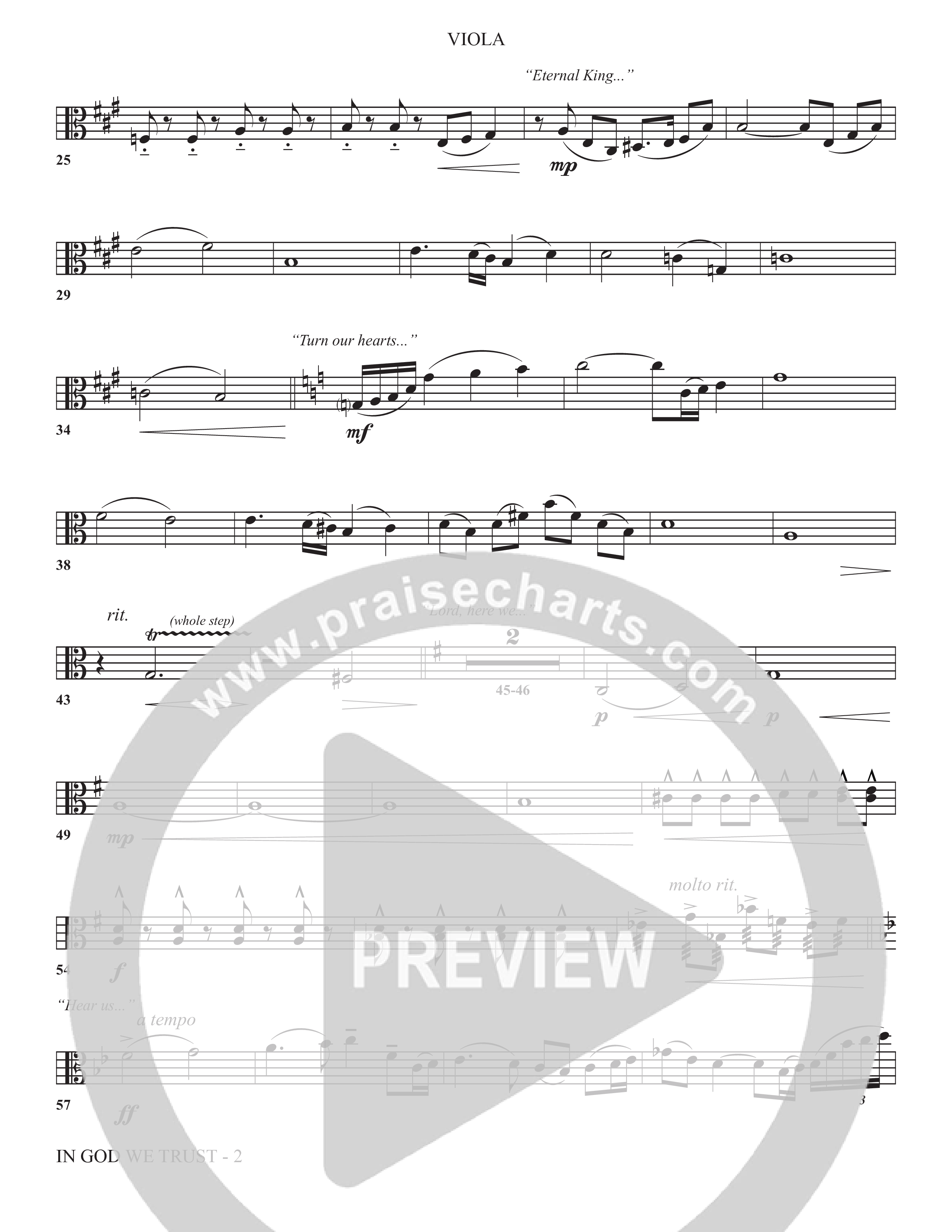 In God We Trust (Choral Anthem SATB) Viola (The Brooklyn Tabernacle Choir / Arr. Carol Cymbala / Orch. David Hamilton)