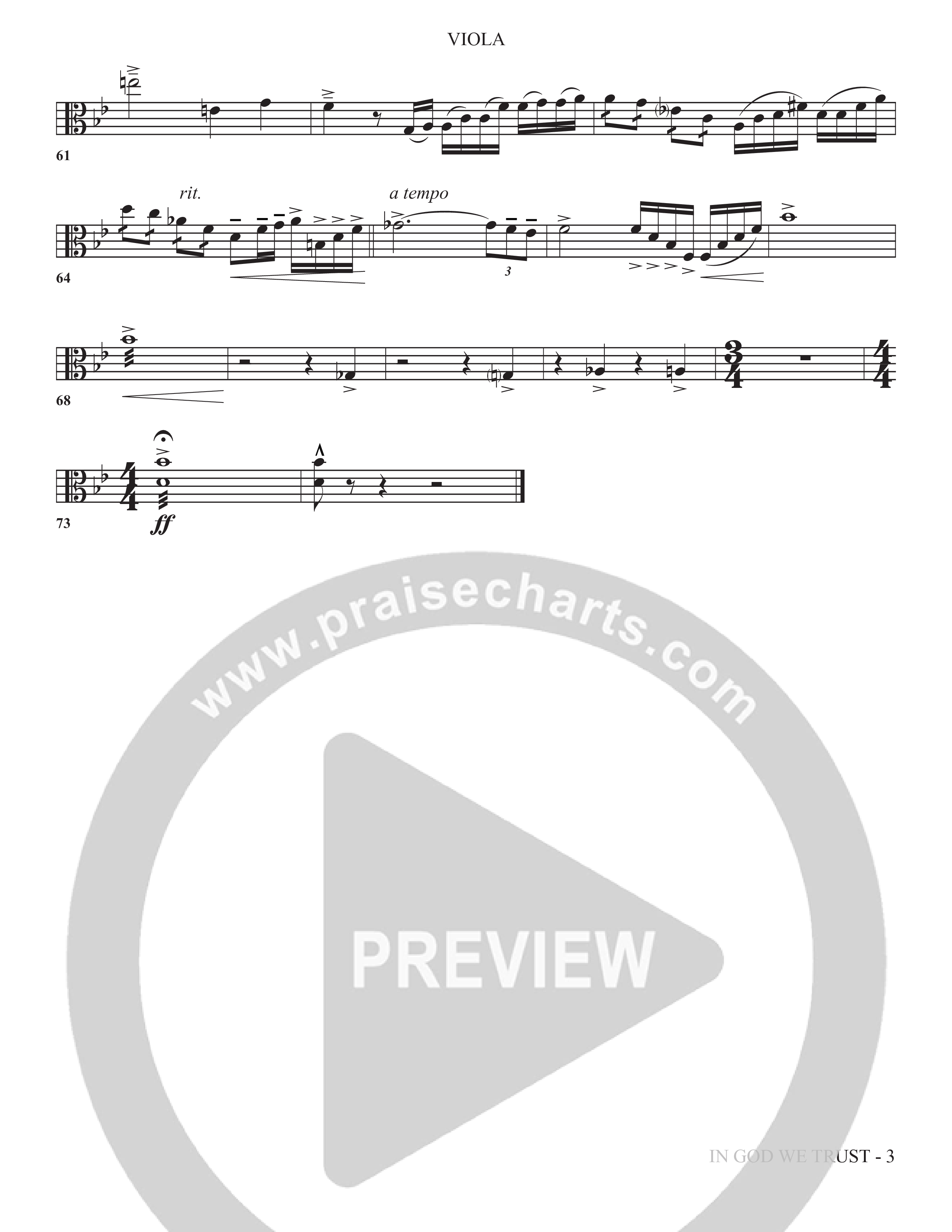 In God We Trust (Choral Anthem SATB) Viola (The Brooklyn Tabernacle Choir / Arr. Carol Cymbala / Orch. David Hamilton)