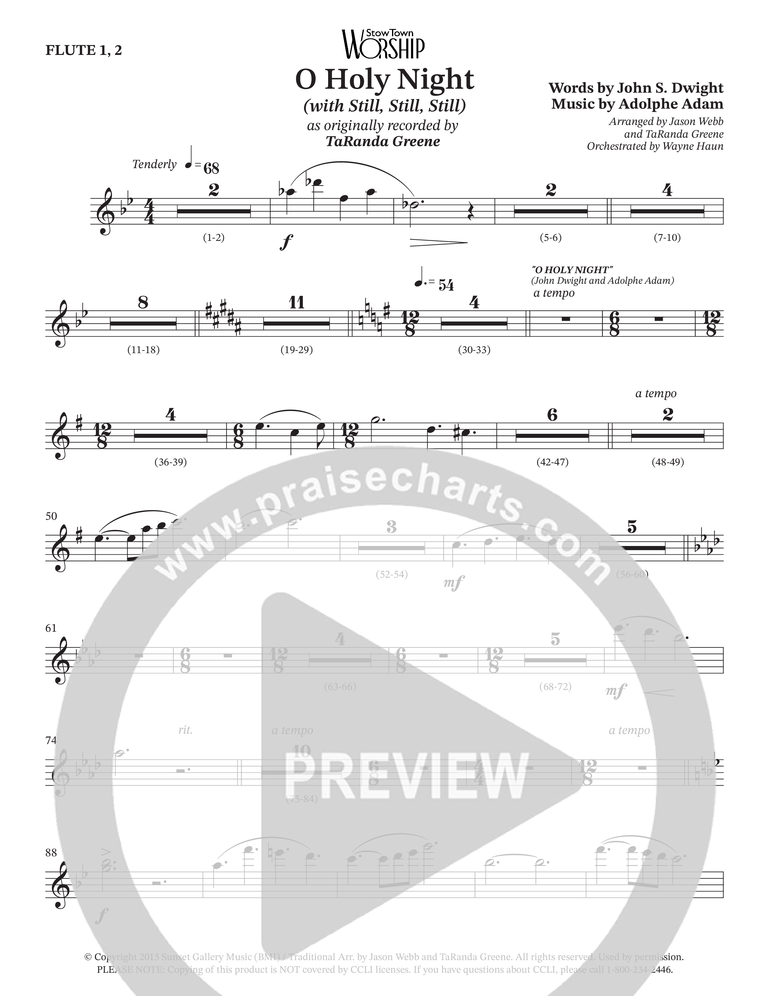 O Holy Night (with Still Still Still) (Choral Anthem SATB) Flute 1/2 (TaRanda Greene / Arr. Jason Webb / Arr. TaRanda Greene / Orch. Wayne Haun)