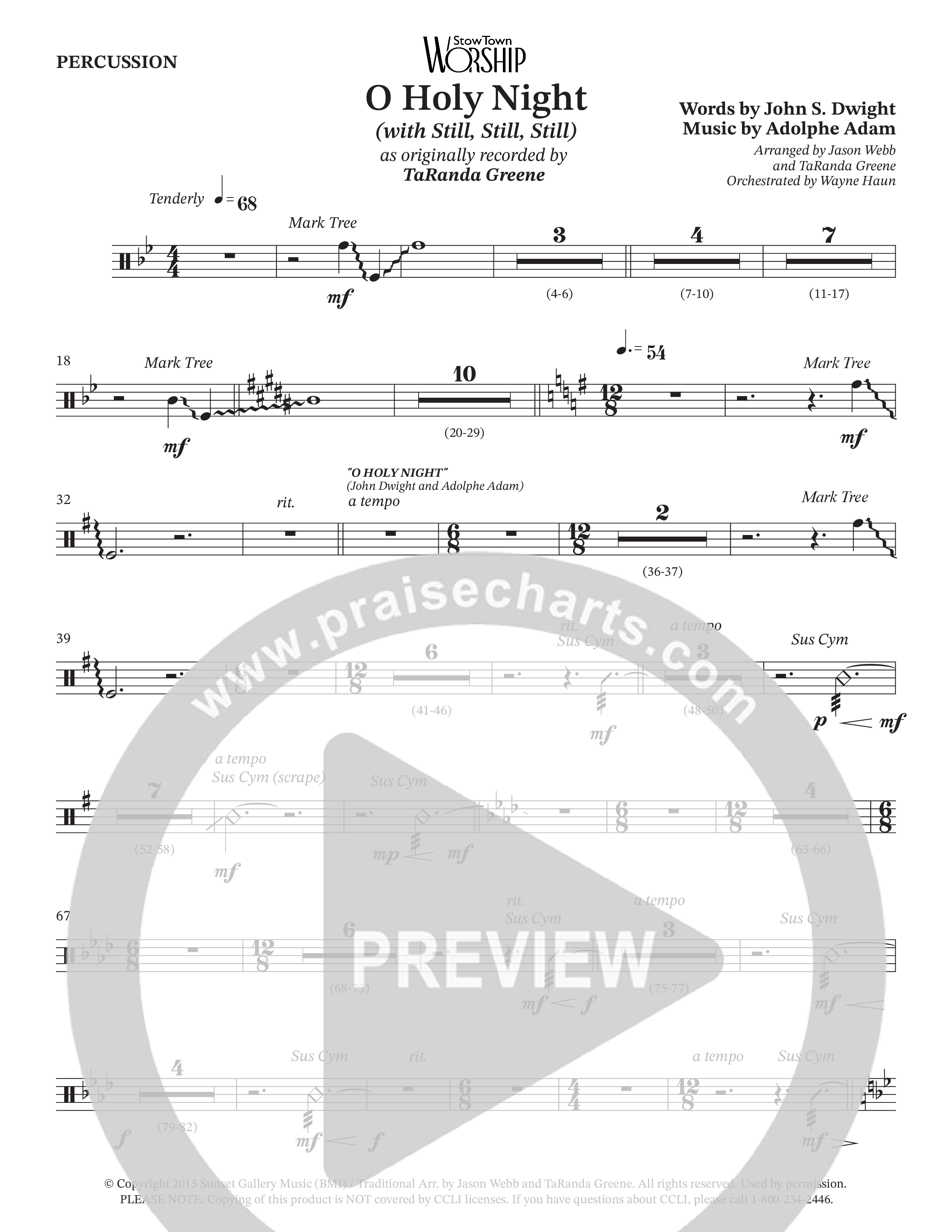 O Holy Night (with Still Still Still) (Choral Anthem SATB) Percussion (TaRanda Greene / Arr. Jason Webb / Arr. TaRanda Greene / Orch. Wayne Haun)