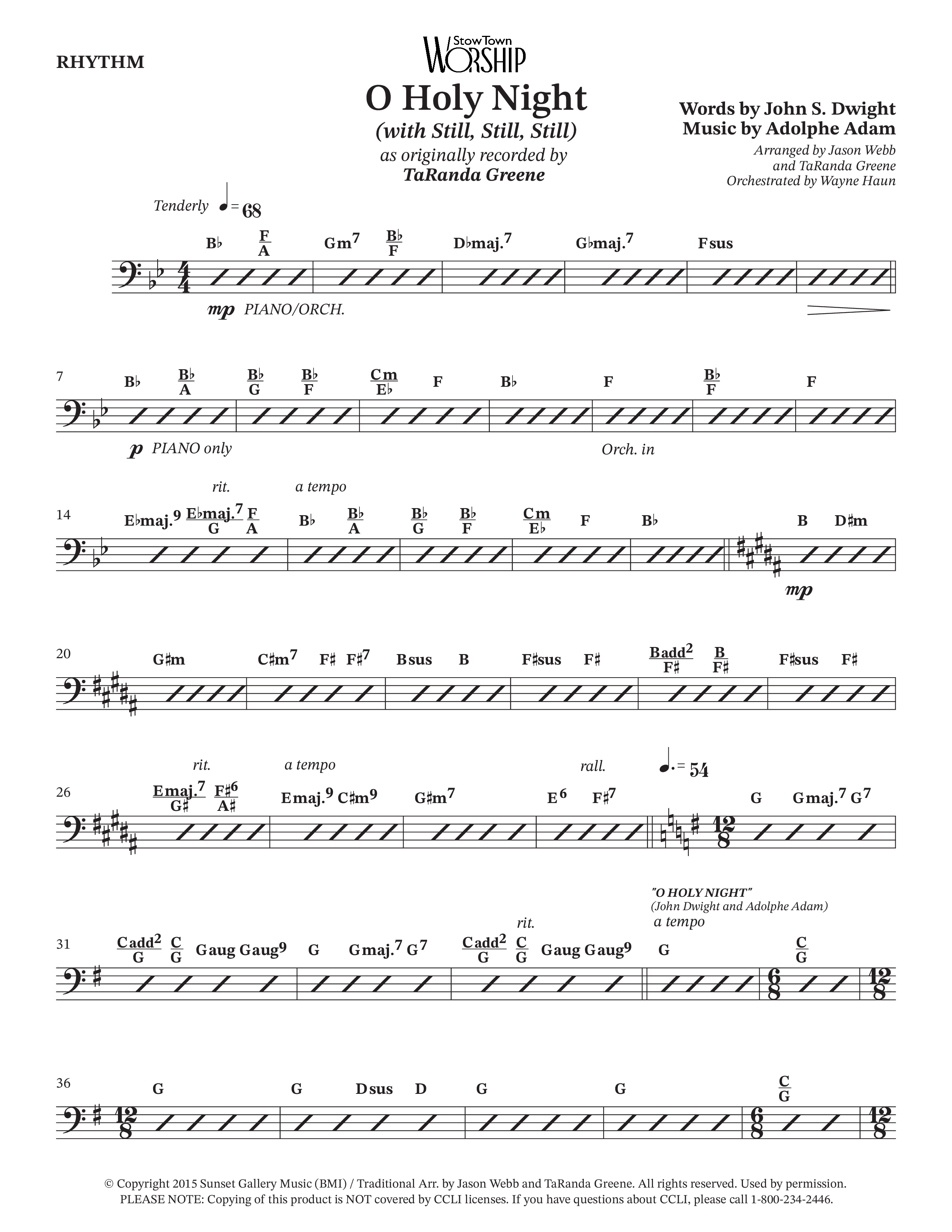 O Holy Night (with Still Still Still) (Choral Anthem SATB) Rhythm Chart (TaRanda Greene / Arr. Jason Webb / Arr. TaRanda Greene / Orch. Wayne Haun)