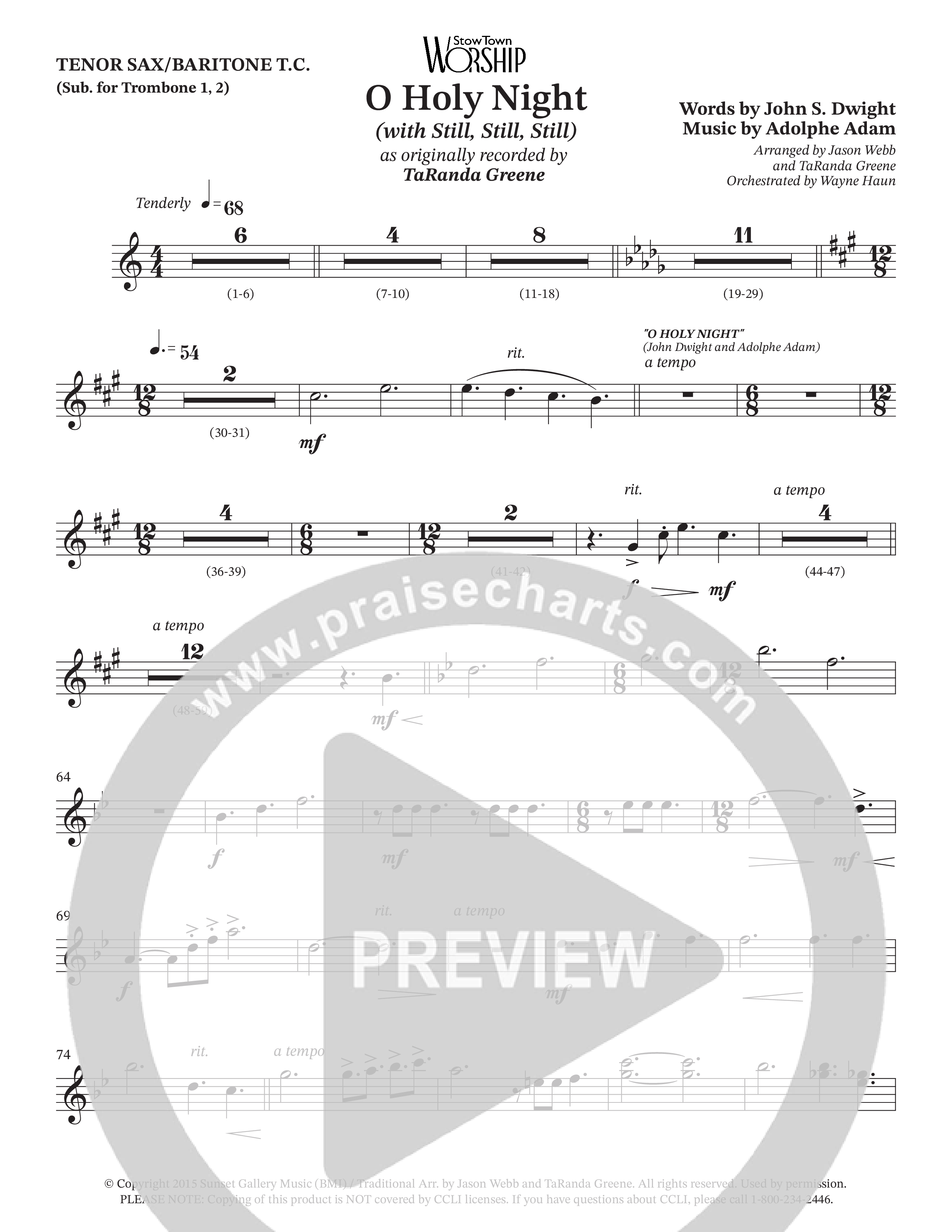 O Holy Night (with Still Still Still) (Choral Anthem SATB) Tenor Sax/Baritone T.C. (TaRanda Greene / Arr. Jason Webb / Arr. TaRanda Greene / Orch. Wayne Haun)