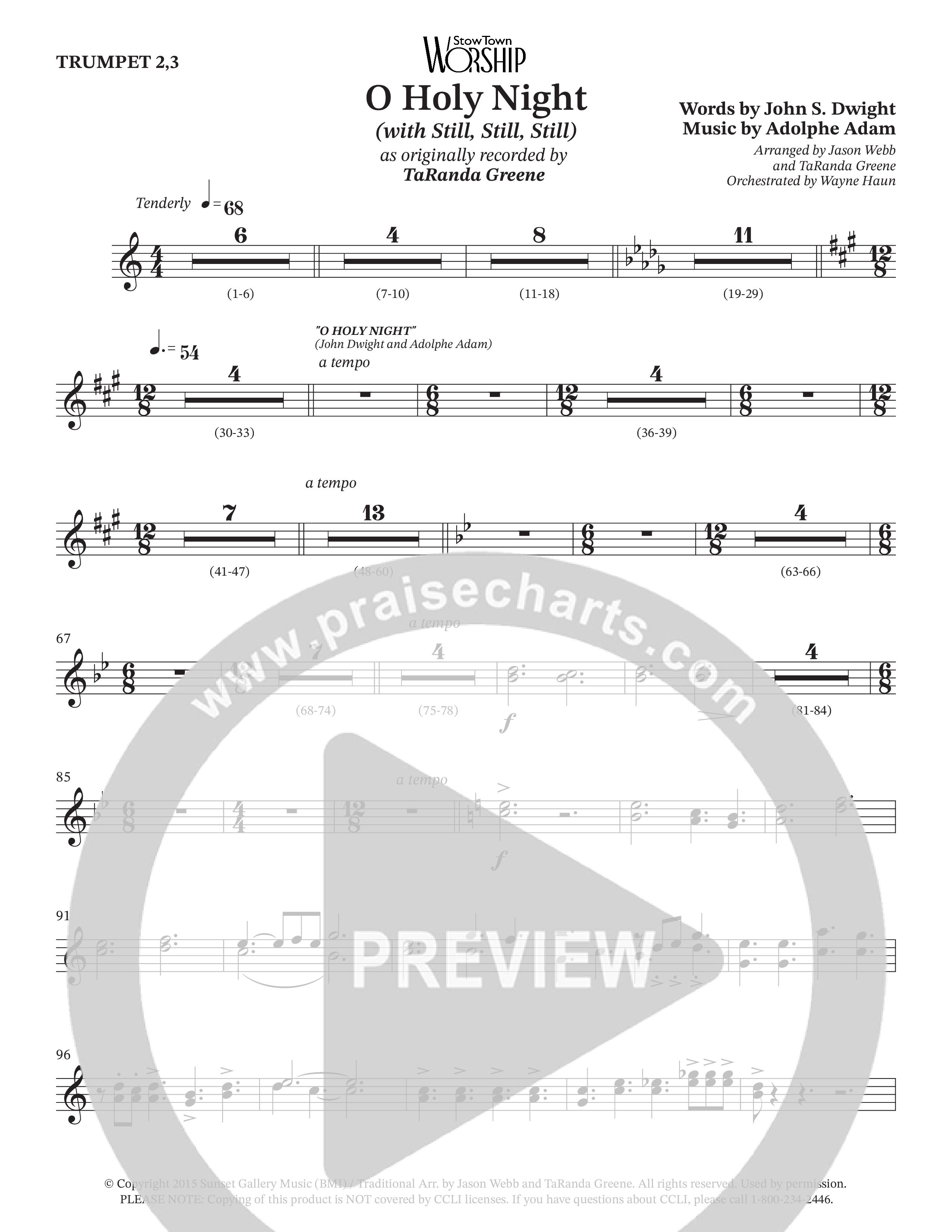 O Holy Night (with Still Still Still) (Choral Anthem SATB) Trumpet 2/3 (TaRanda Greene / Arr. Jason Webb / Arr. TaRanda Greene / Orch. Wayne Haun)