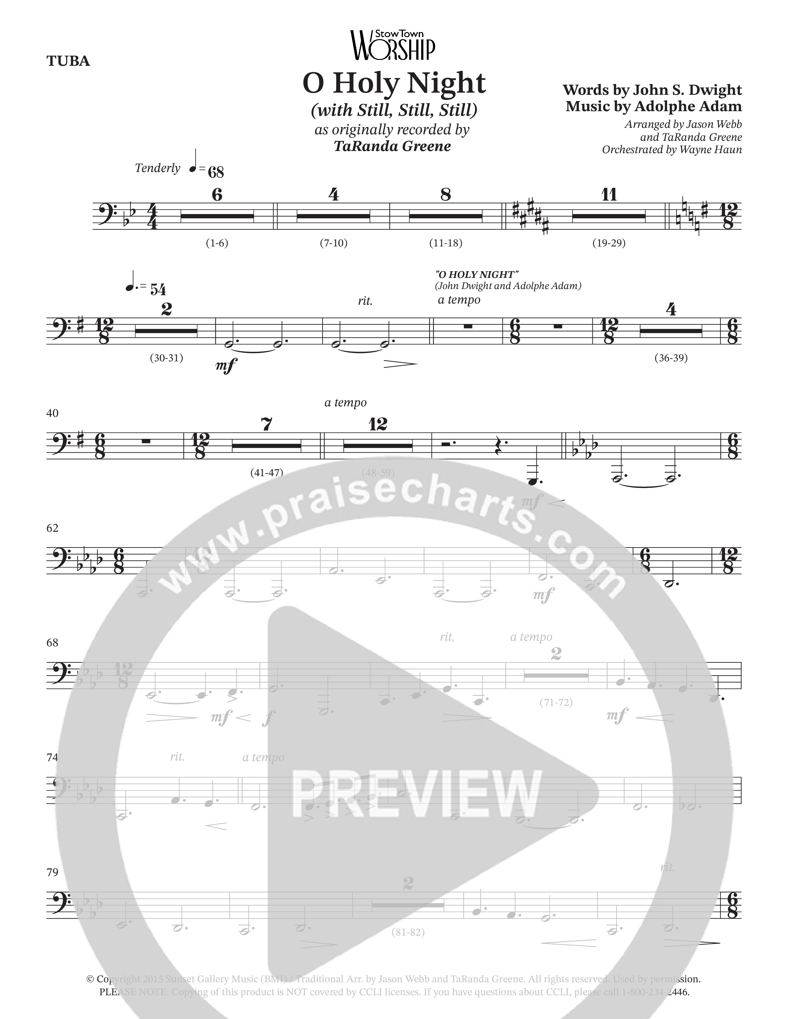 O Holy Night (with Still Still Still) (Choral Anthem SATB) Tuba (TaRanda Greene / Arr. Jason Webb / Arr. TaRanda Greene / Orch. Wayne Haun)