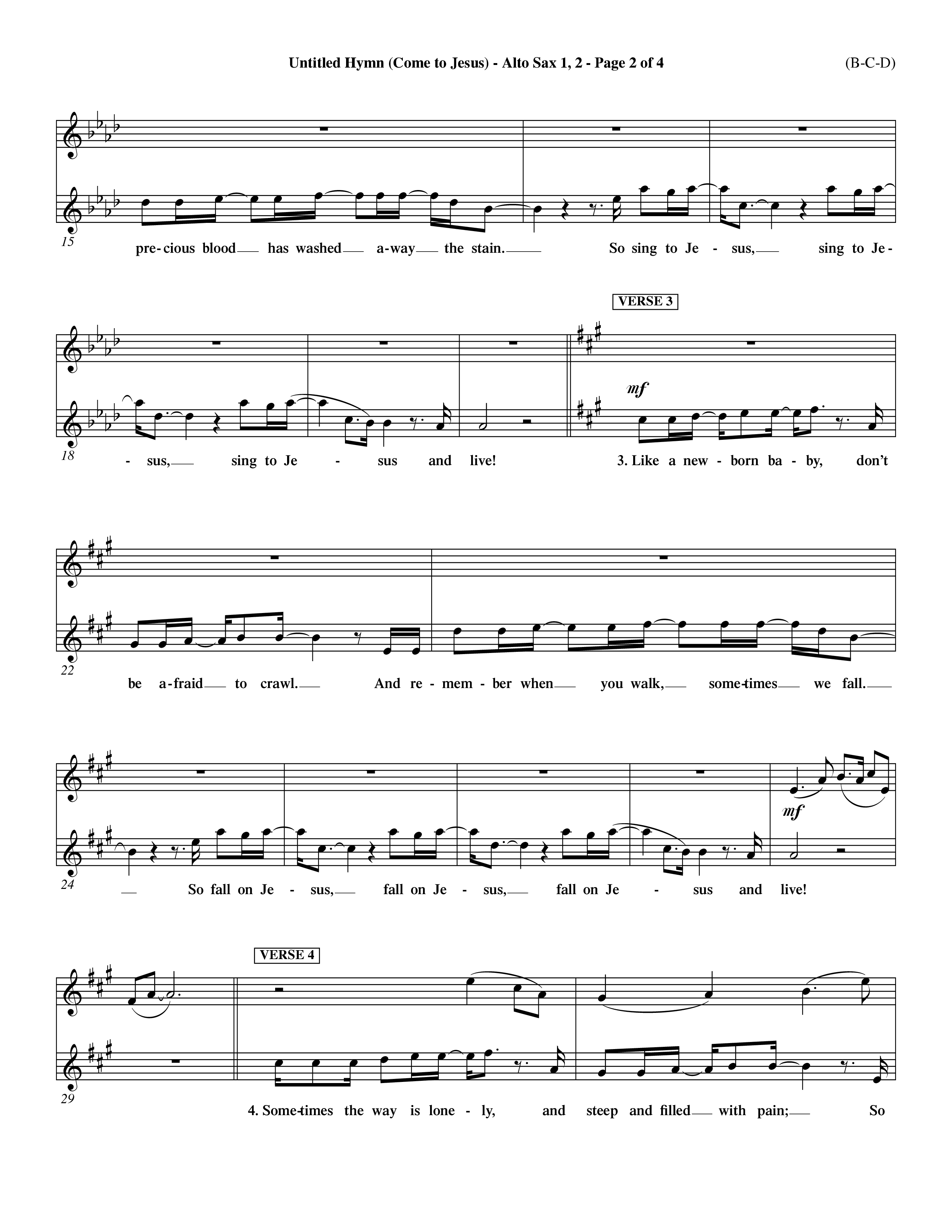 Untitled Hymn (Come To Jesus) (Choral Anthem SATB) Alto Sax 1/2 (Word Music Choral / Orch. Dave Williamson)