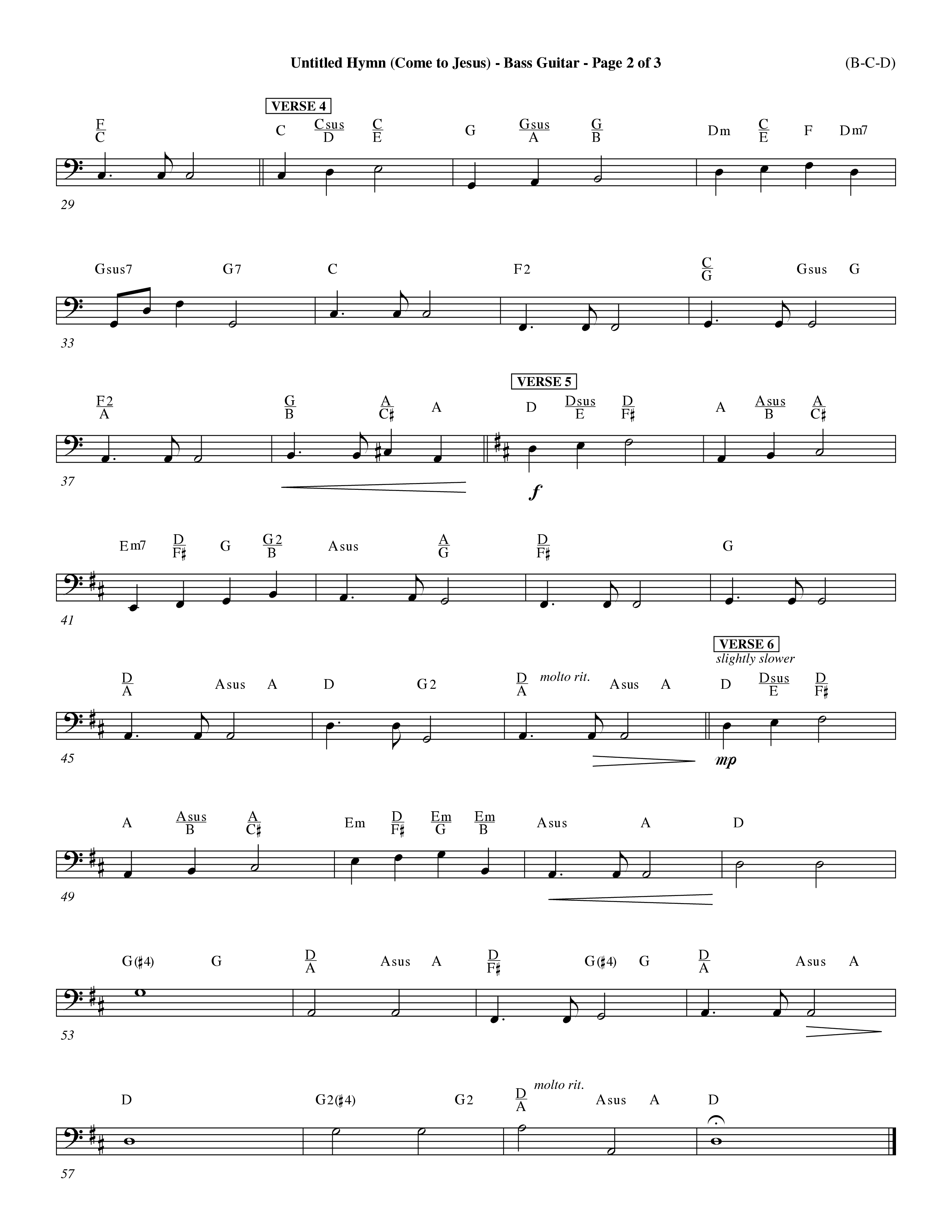 Untitled Hymn (Come To Jesus) (Choral Anthem SATB) Bass Guitar (Word Music Choral / Orch. Dave Williamson)