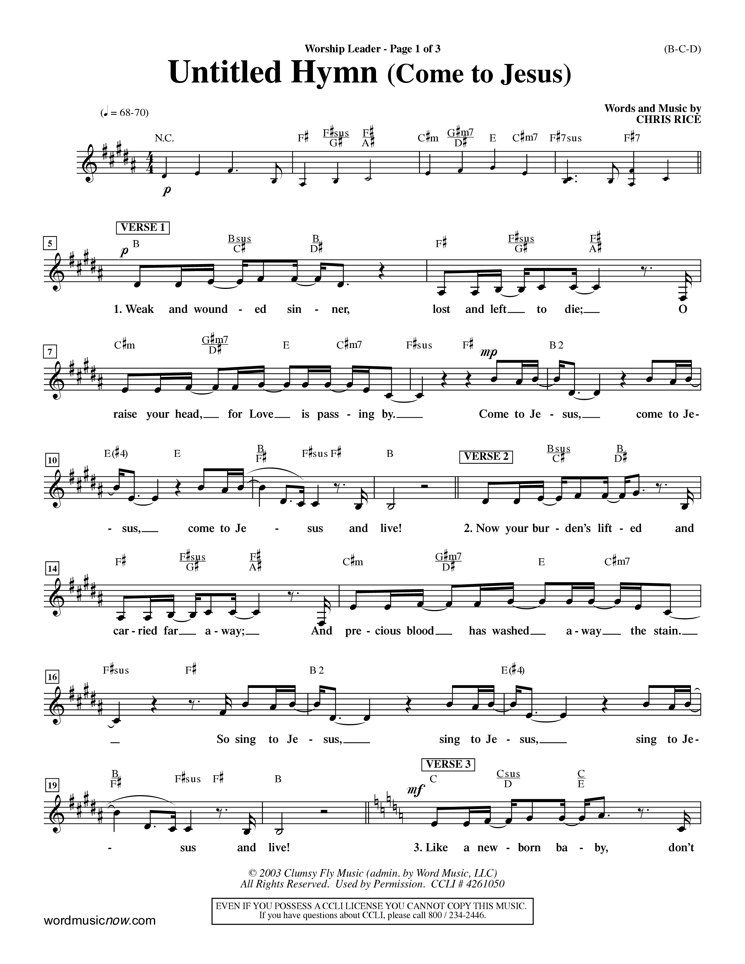 Untitled Hymn (Come To Jesus) (Choral Anthem SATB) Rhythm Pack (Word Music Choral / Orch. Dave Williamson)