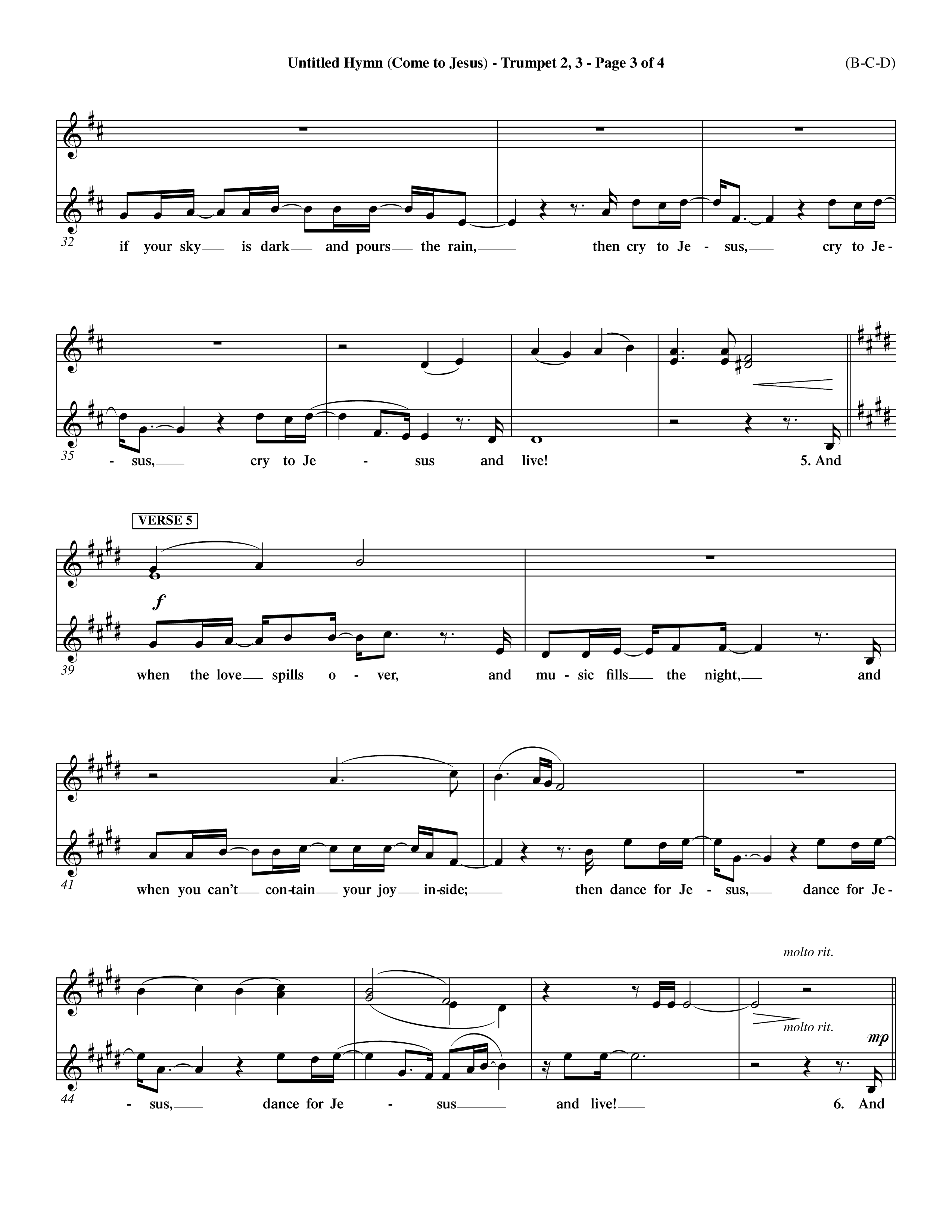 Untitled Hymn (Come To Jesus) (Choral Anthem SATB) Trumpet 2/3 (Word Music Choral / Orch. Dave Williamson)