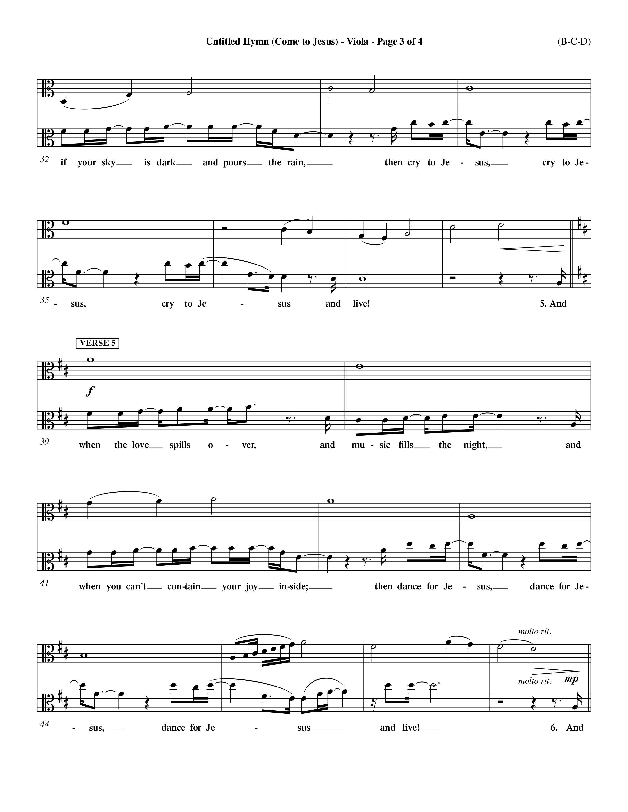 Untitled Hymn (Come To Jesus) (Choral Anthem SATB) Viola (Word Music Choral / Orch. Dave Williamson)