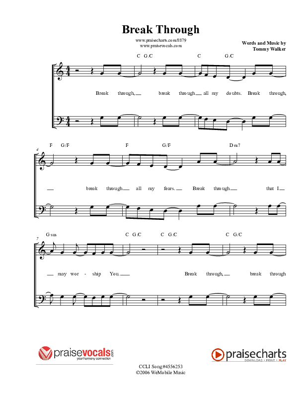 Break Through Lead Sheet (PraiseVocals)