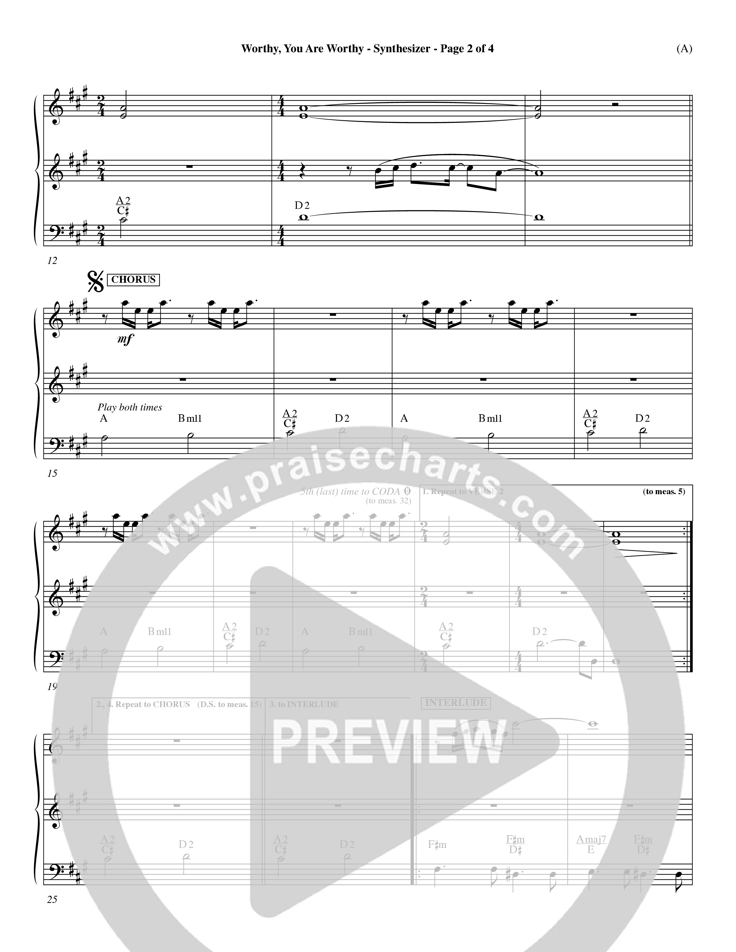 Worthy You Are Worthy (Choral Anth SATB) Synth (Word Music Choral / Orch. Dave Williamson)