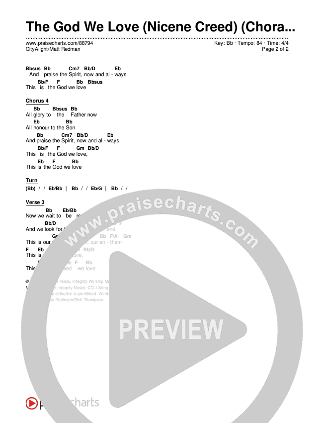 The God We Love (Nicene Creed) (Choral Anthem SATB) Chords & Lyrics (CityAlight / Matt Redman)