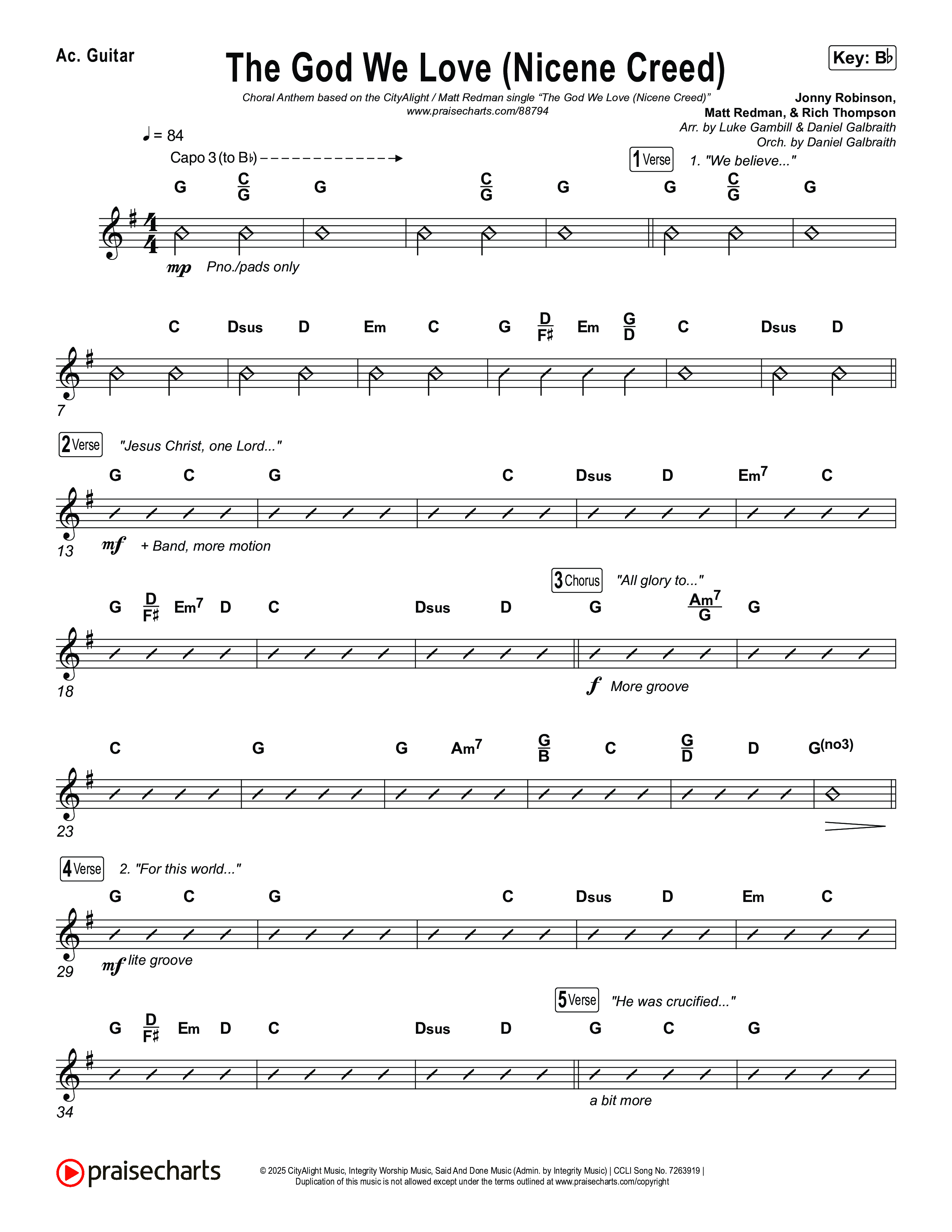 The God We Love (Nicene Creed) (Choral Anthem SATB) Acoustic Guitar (CityAlight / Matt Redman)