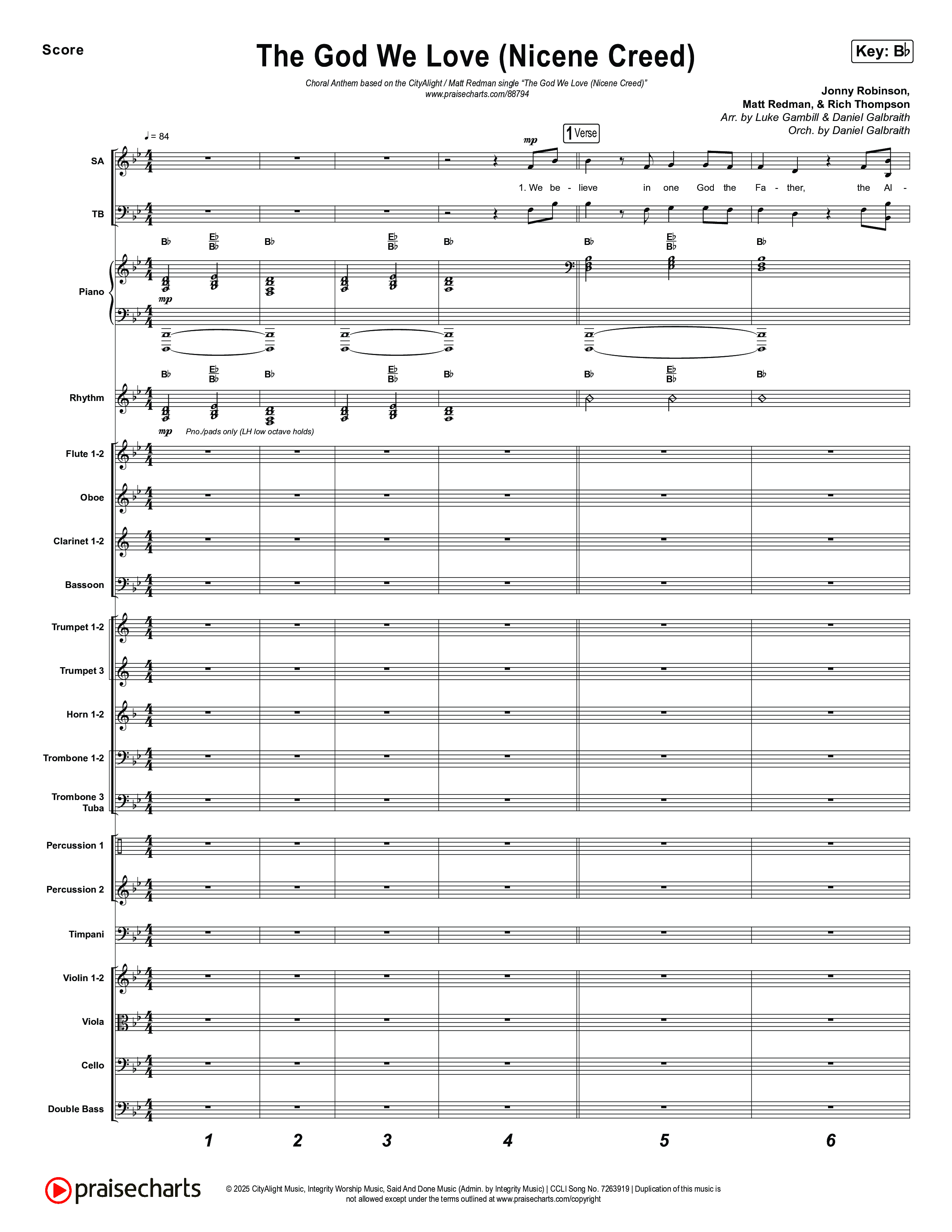 The God We Love (Nicene Creed) (Choral Anthem SATB) Conductor's Score (CityAlight / Matt Redman)