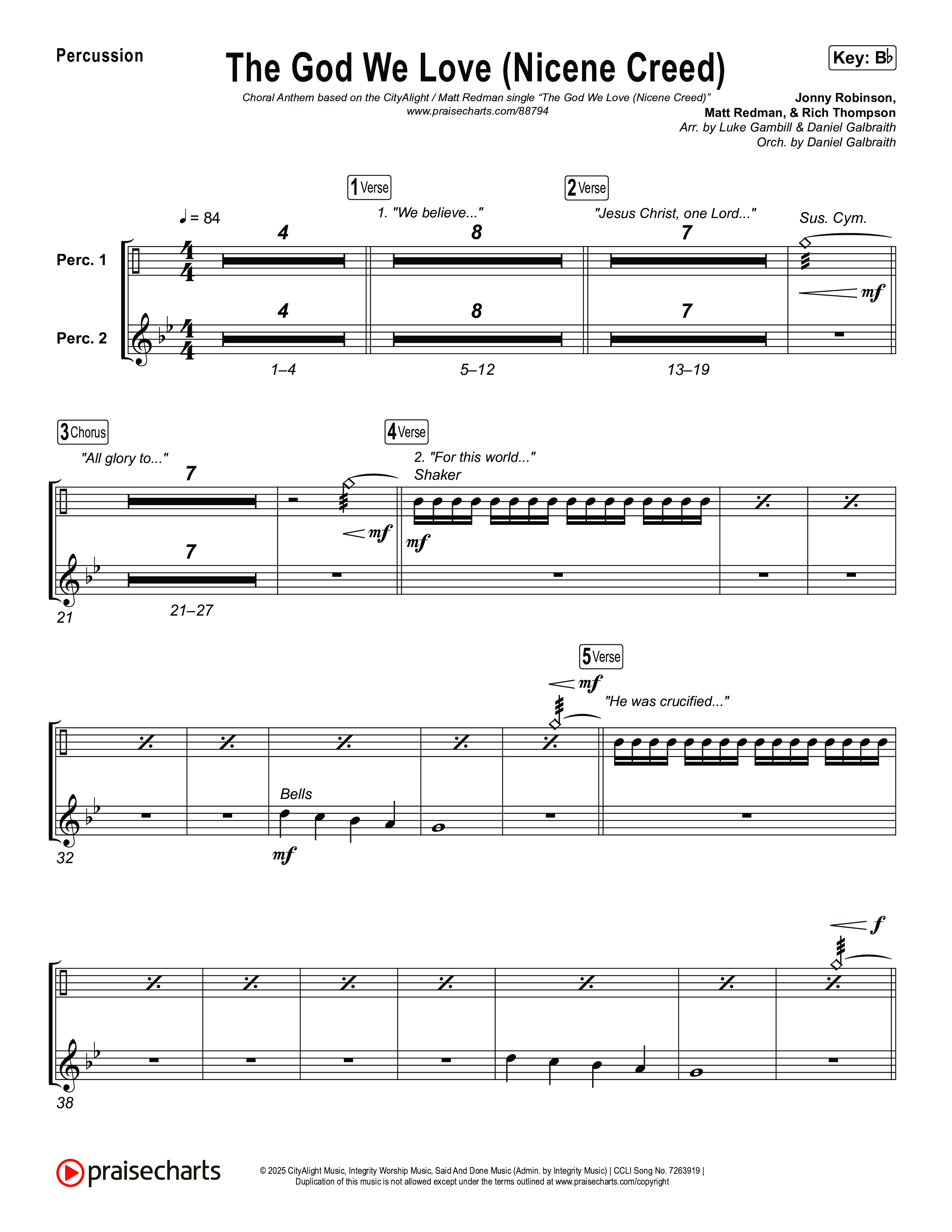 The God We Love (Nicene Creed) (Choral Anthem SATB) Percussion (CityAlight / Matt Redman)