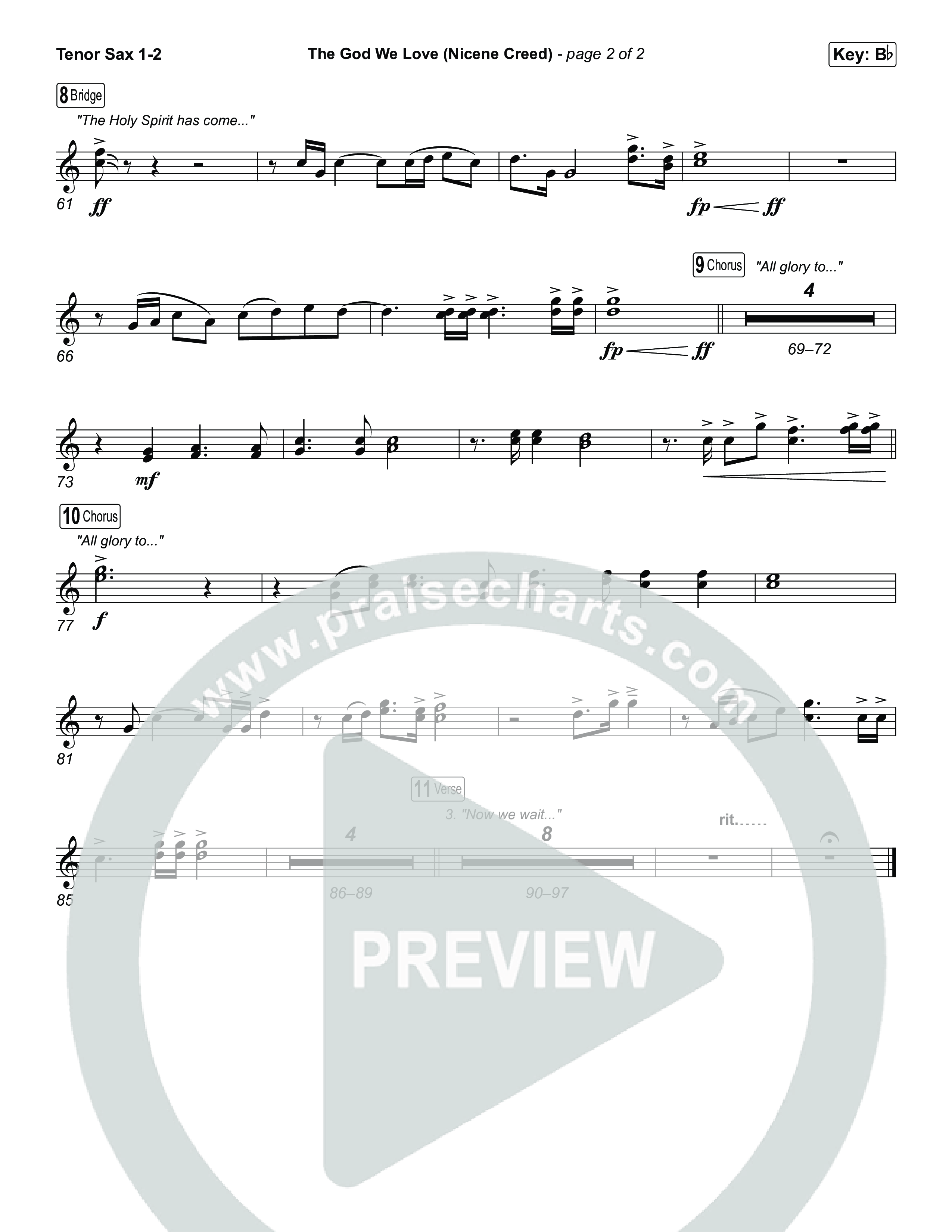 The God We Love (Nicene Creed) (Choral Anthem SATB) Tenor Sax 1,2 (CityAlight / Matt Redman)