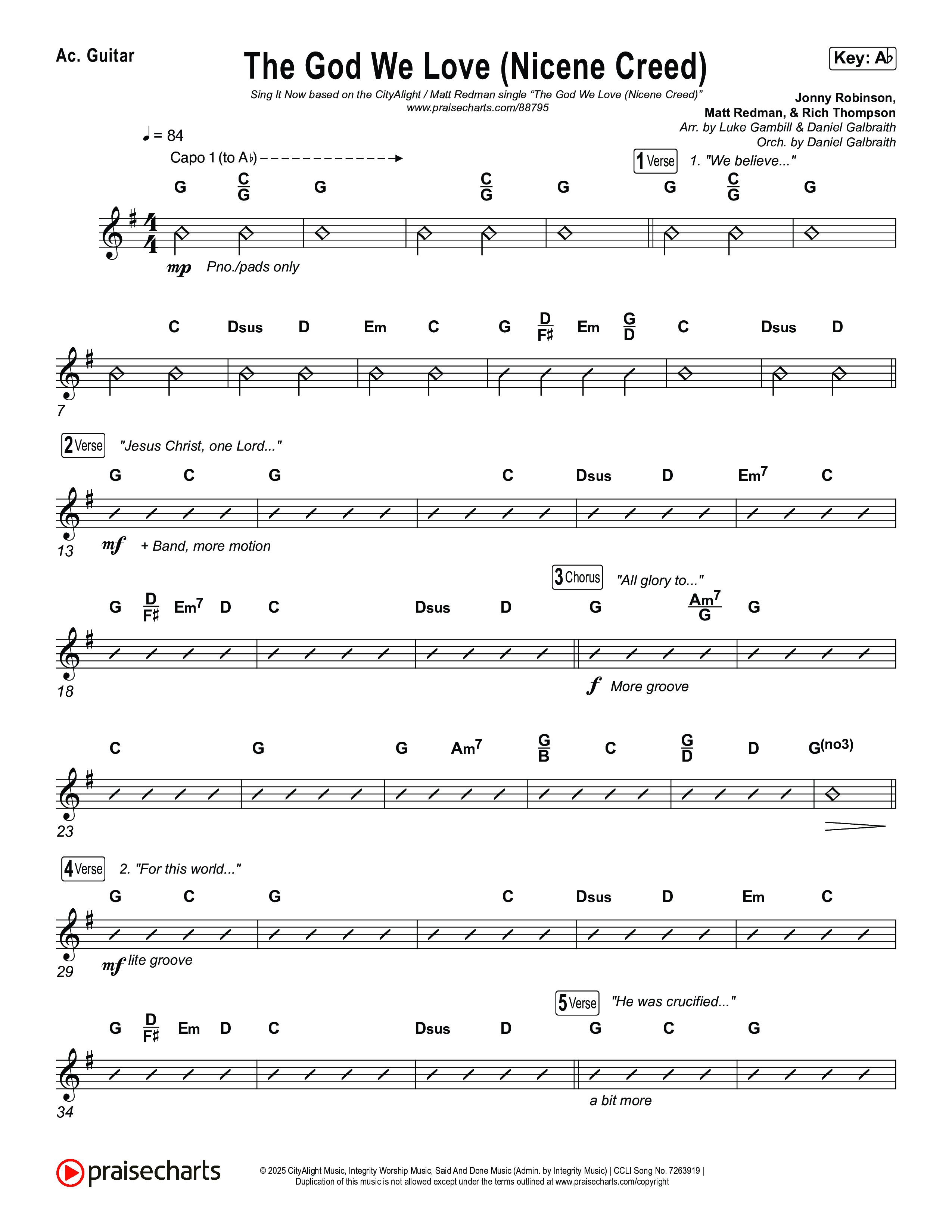 The God We Love (Nicene Creed) (Sing It Now) Acoustic Guitar (CityAlight / Matt Redman / Arr. Luke Gambill)
