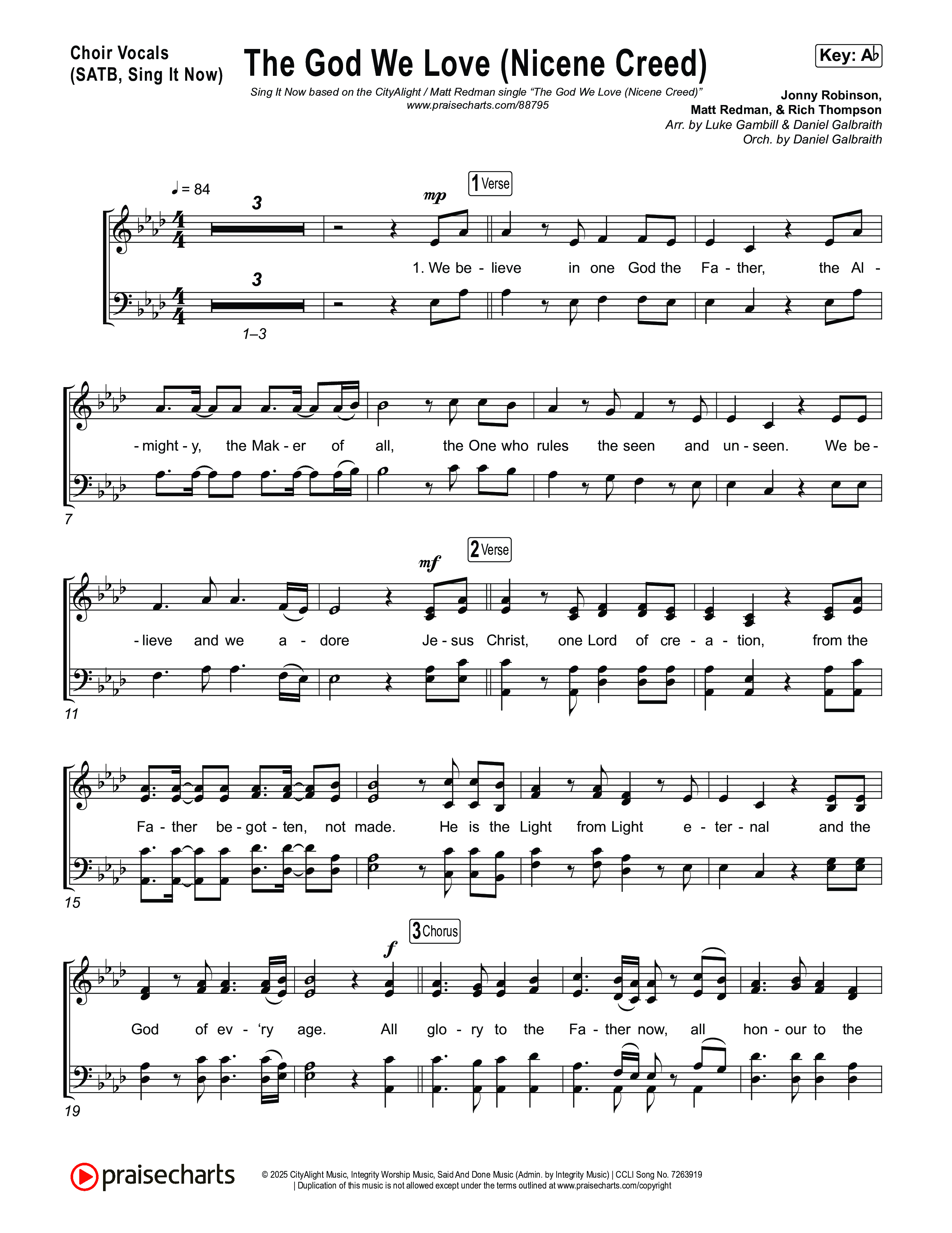 The God We Love (Nicene Creed) (Sing It Now) Choir Sheet (SATB) (CityAlight / Matt Redman / Arr. Luke Gambill)