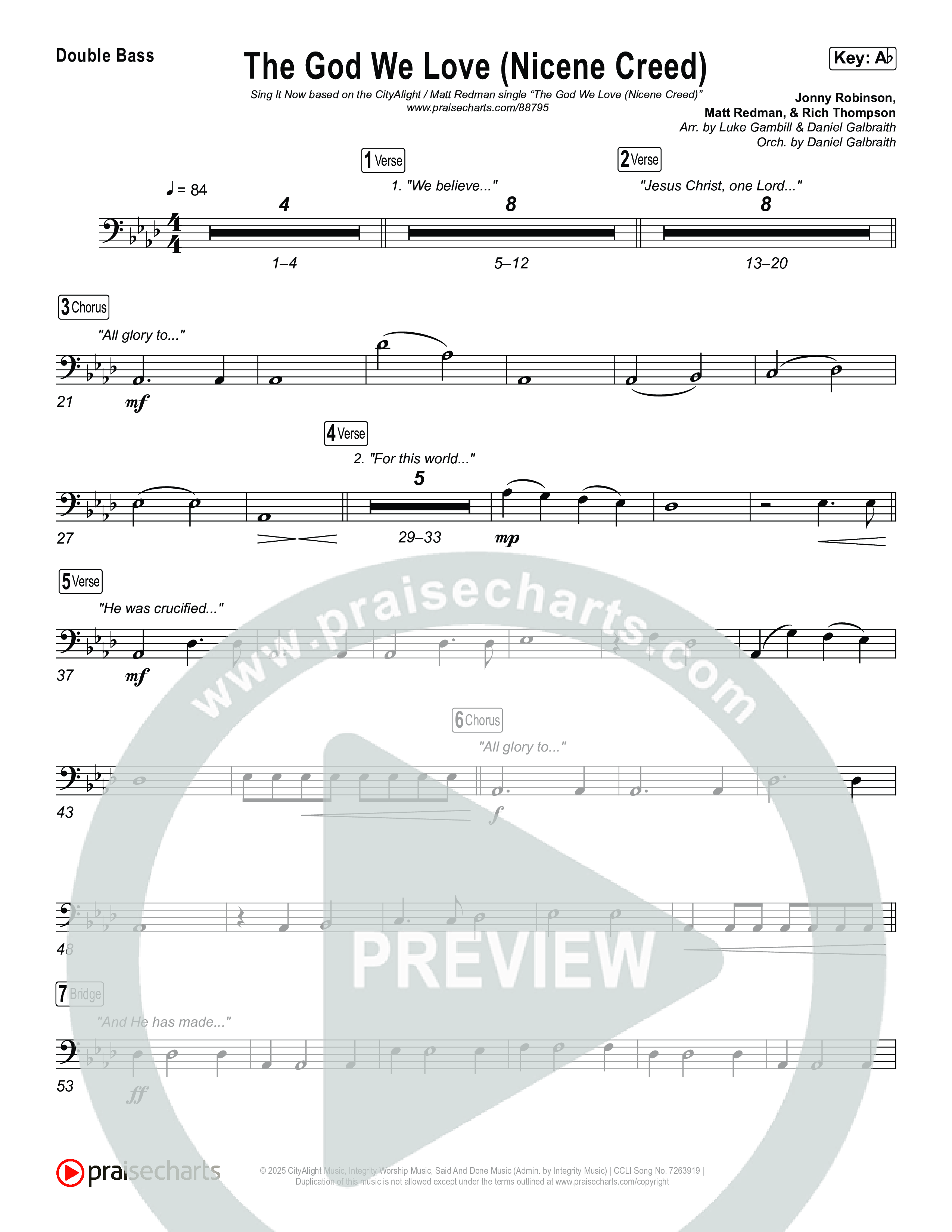 The God We Love (Nicene Creed) (Sing It Now) Double Bass (CityAlight / Matt Redman / Arr. Luke Gambill)