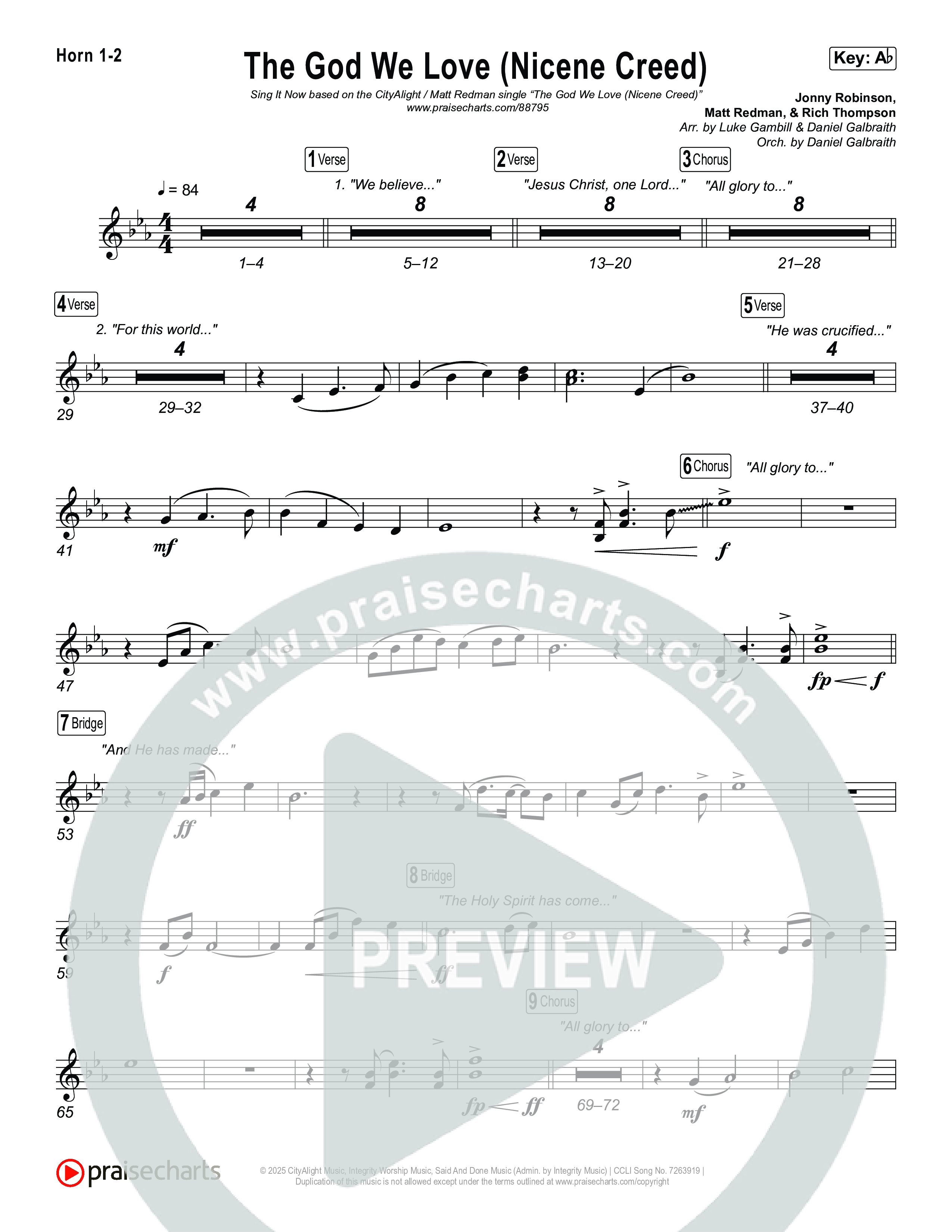 The God We Love (Nicene Creed) (Sing It Now) French Horn 1/2 (CityAlight / Matt Redman / Arr. Luke Gambill)