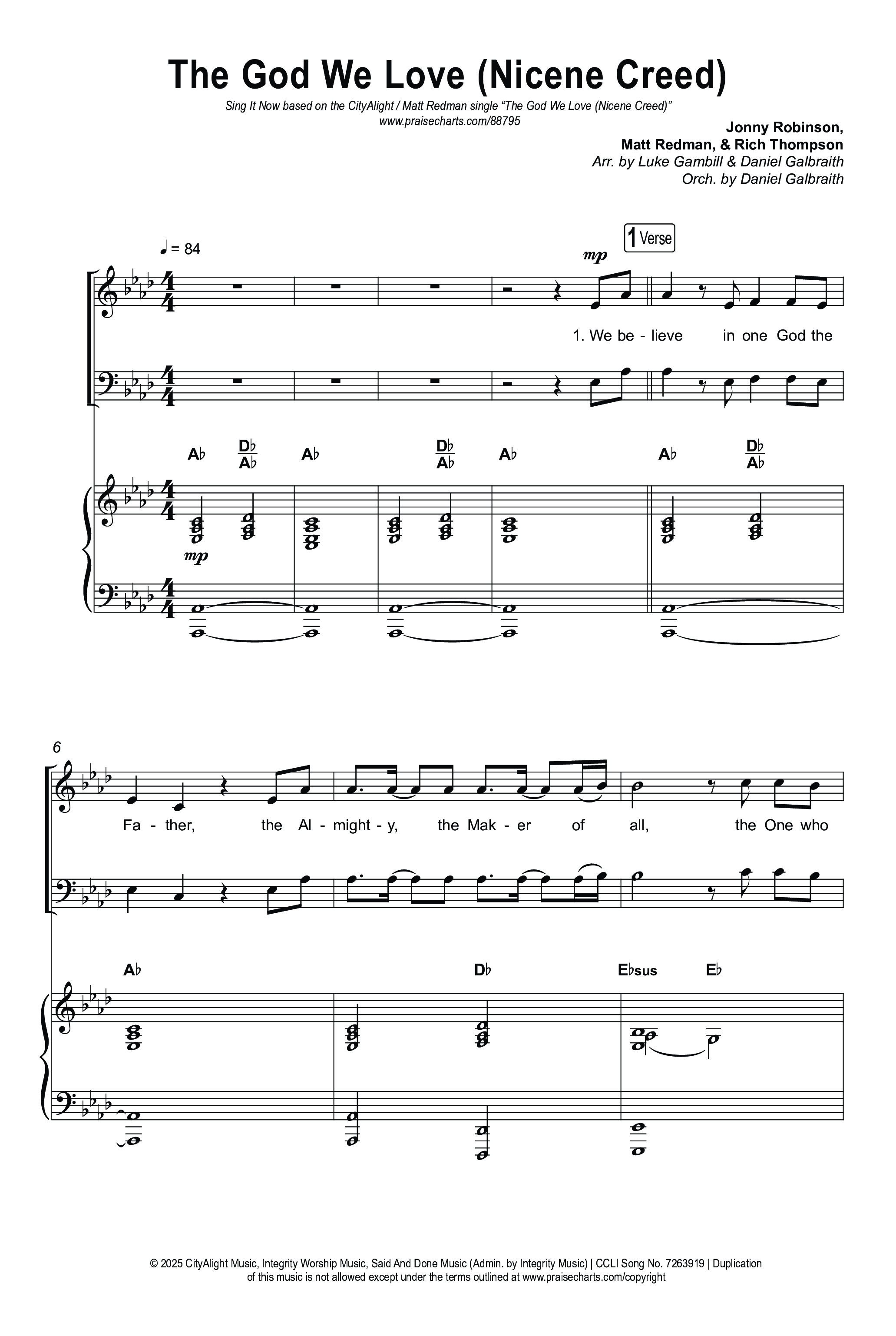 The God We Love (Nicene Creed) (Sing It Now) Octavo (SATB & Pno) (CityAlight / Matt Redman / Arr. Luke Gambill)