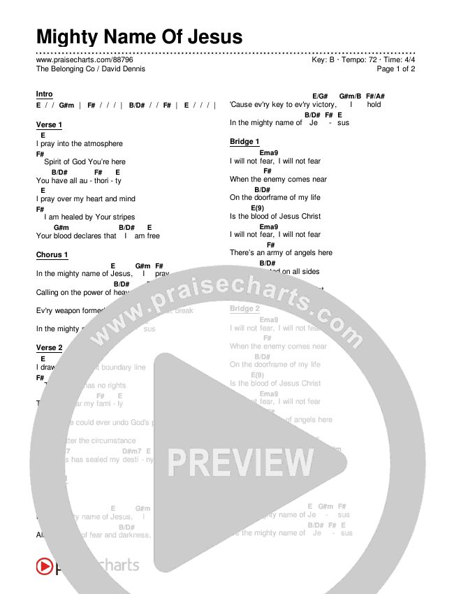 Mighty Name Of Jesus Chords & Lyrics (The Belonging Co / David Dennis)
