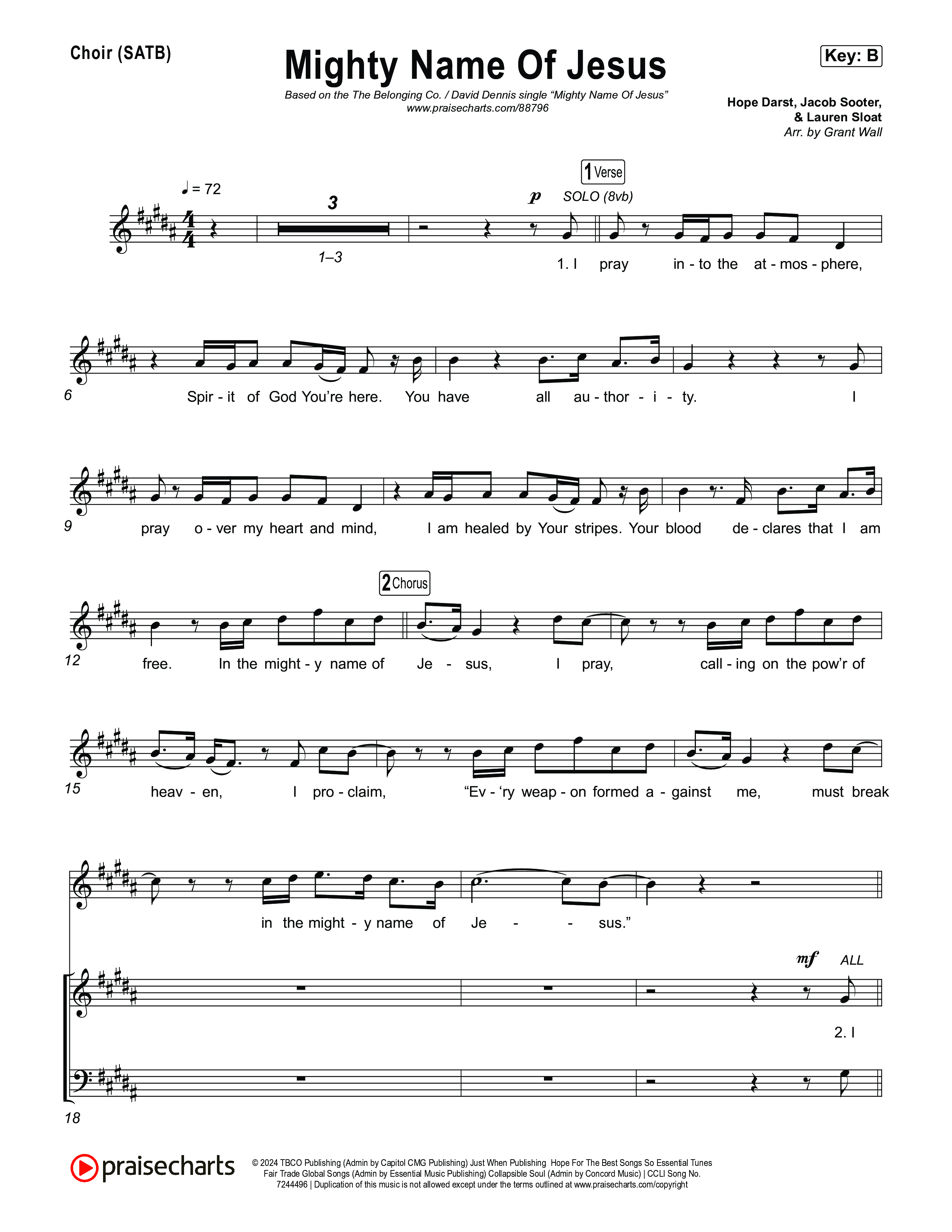 Mighty Name Of Jesus Choir Sheet (SATB) (The Belonging Co / David Dennis)