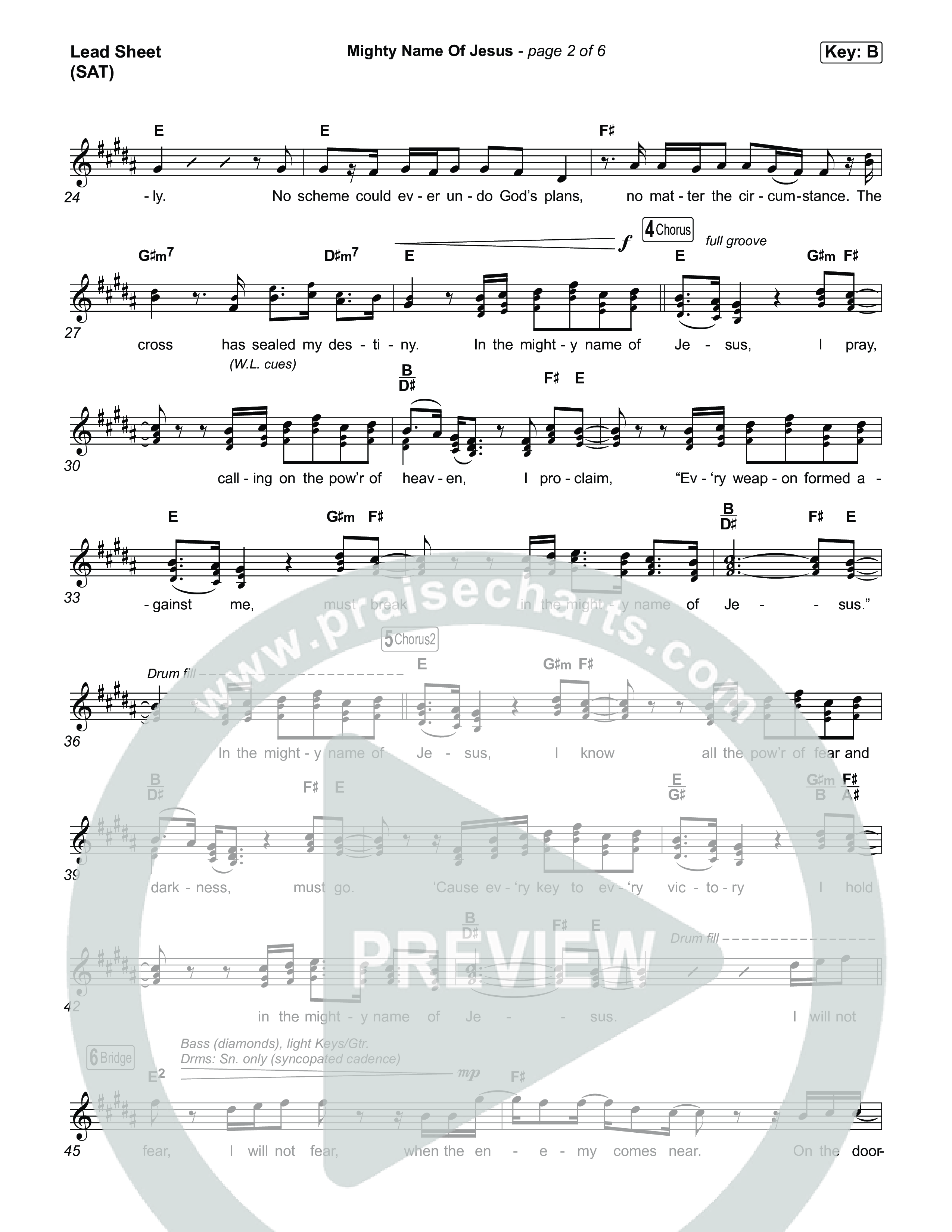 Mighty Name Of Jesus Lead Sheet (SAT) (The Belonging Co / David Dennis)