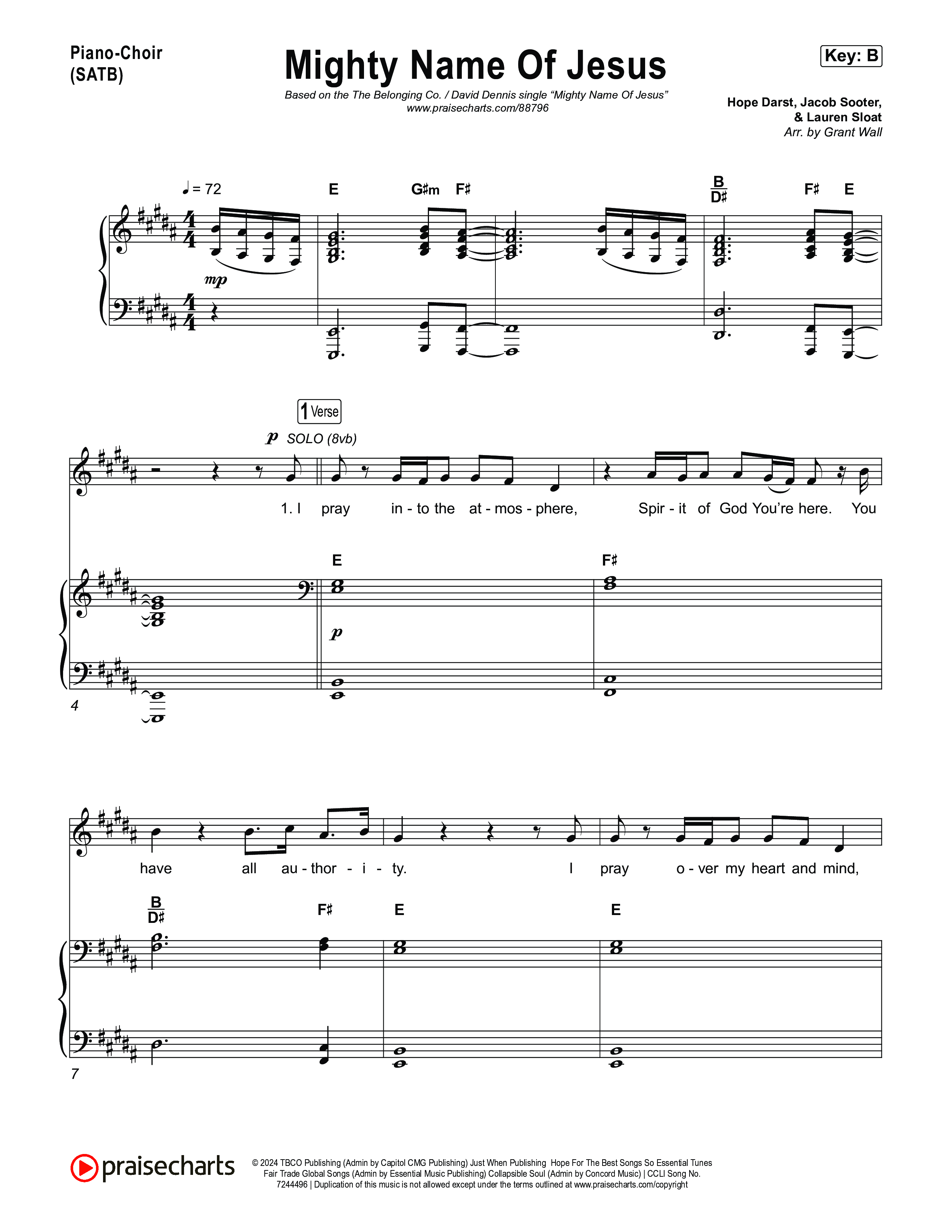 Mighty Name Of Jesus Piano/Vocal Pack (The Belonging Co / David Dennis)