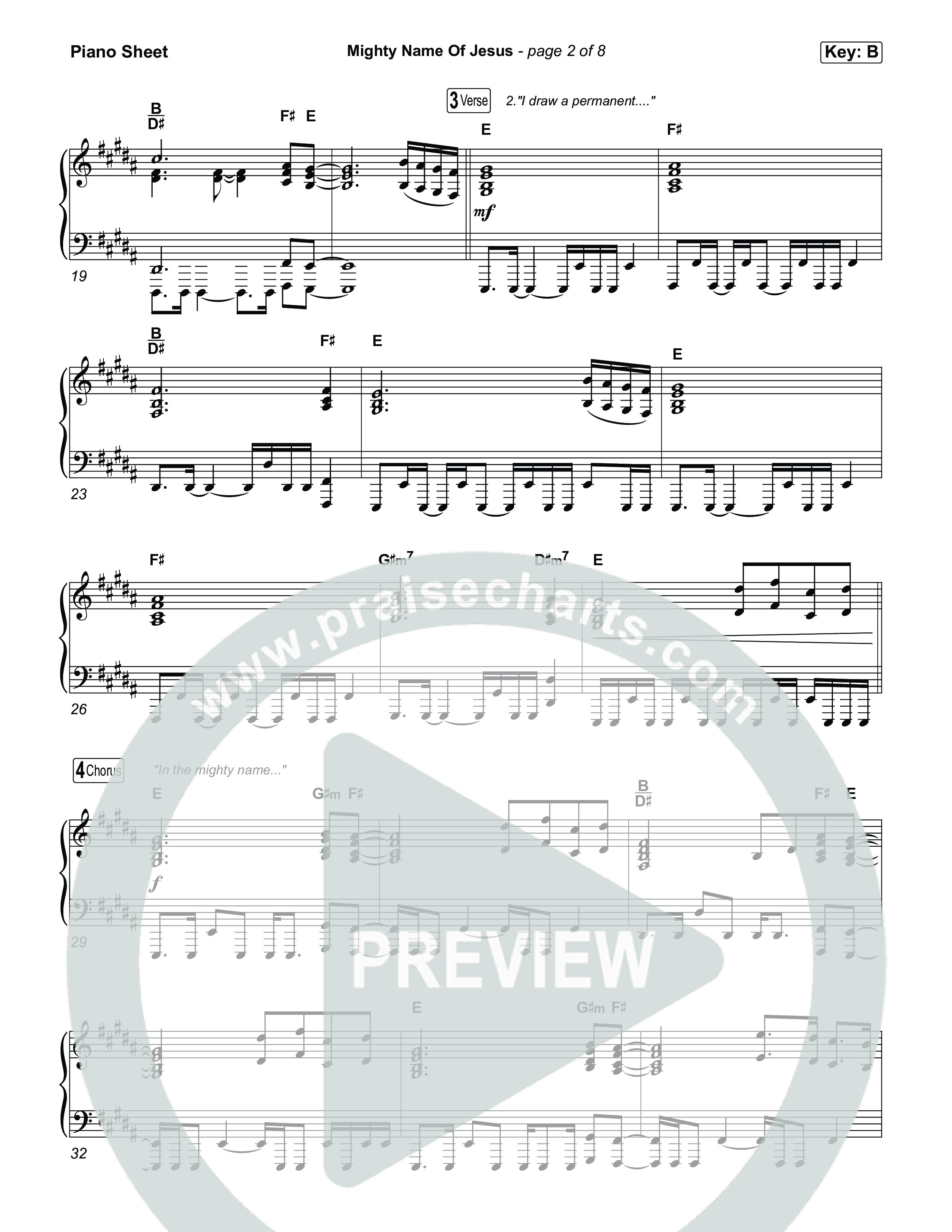 Mighty Name Of Jesus Piano Sheet (The Belonging Co / David Dennis)