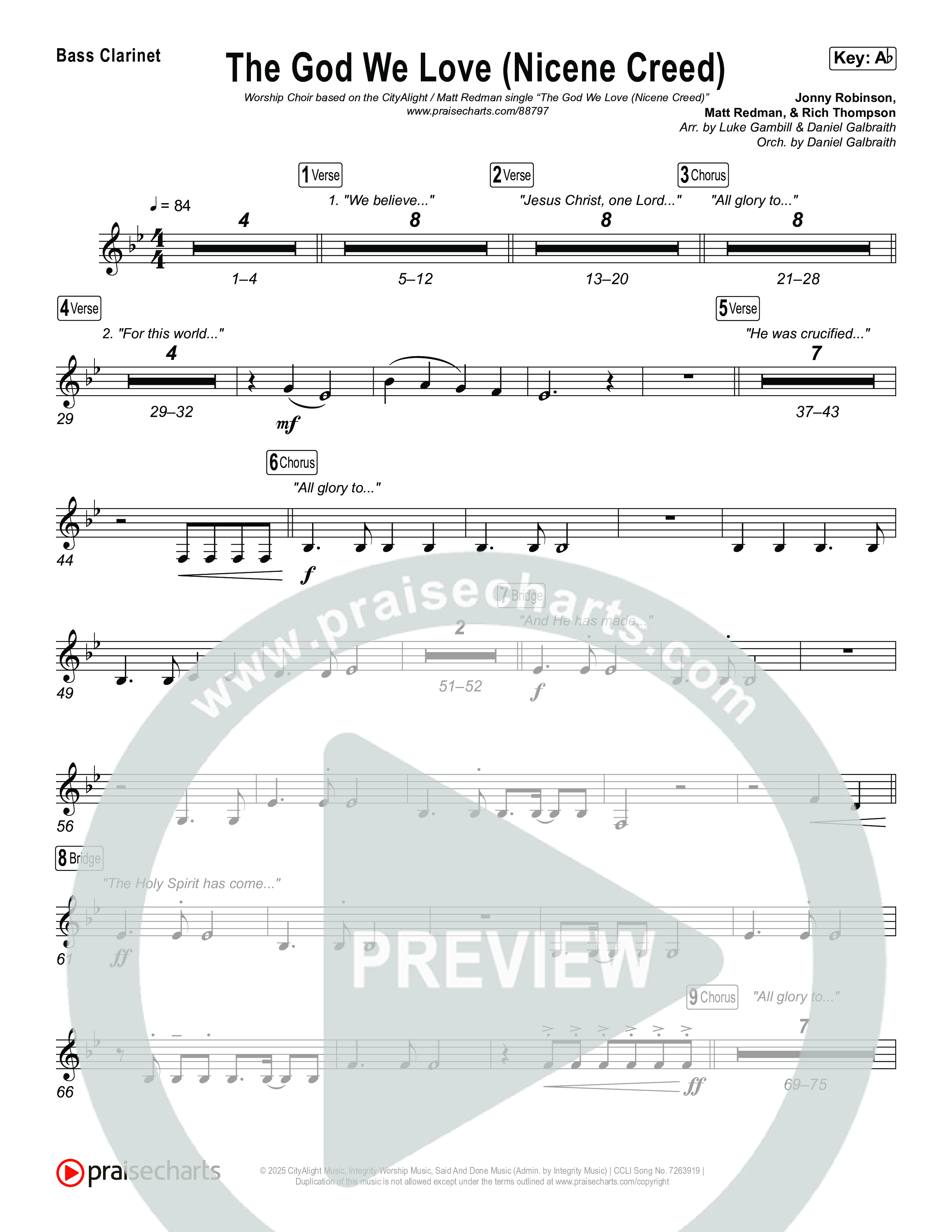 The God We Love (Nicene Creed) (Worship Choir/SAB) Bass Clarinet (CityAlight / Matt Redman / Arr. Luke Gambill)