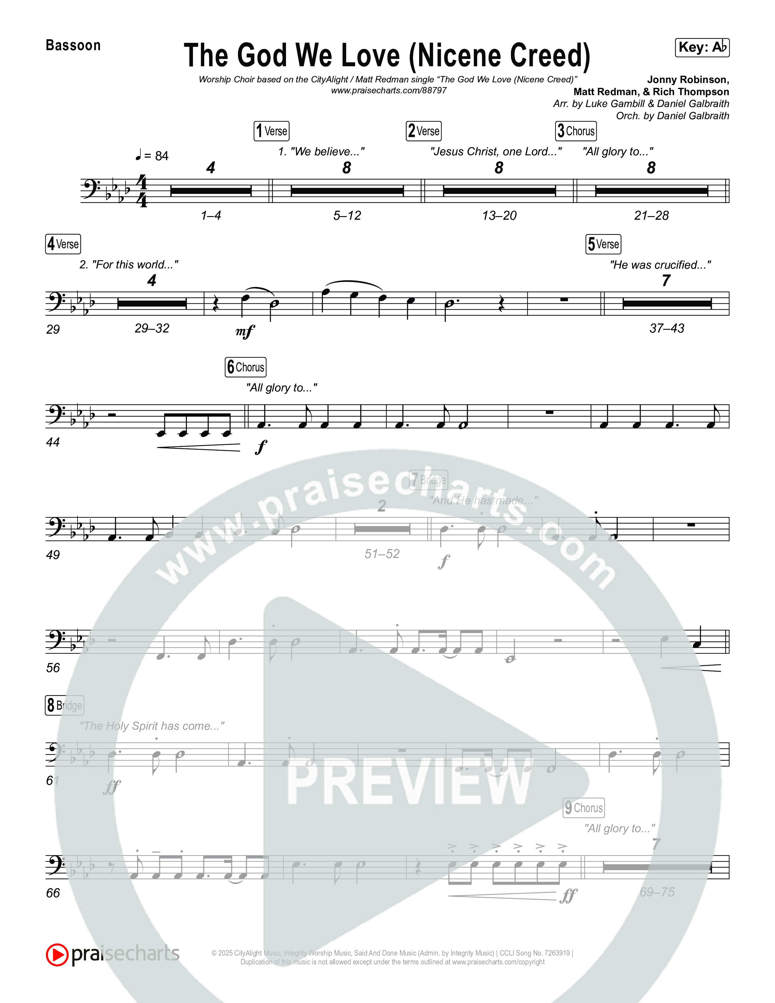 The God We Love (Nicene Creed) (Worship Choir/SAB) Bassoon (CityAlight / Matt Redman / Arr. Luke Gambill)