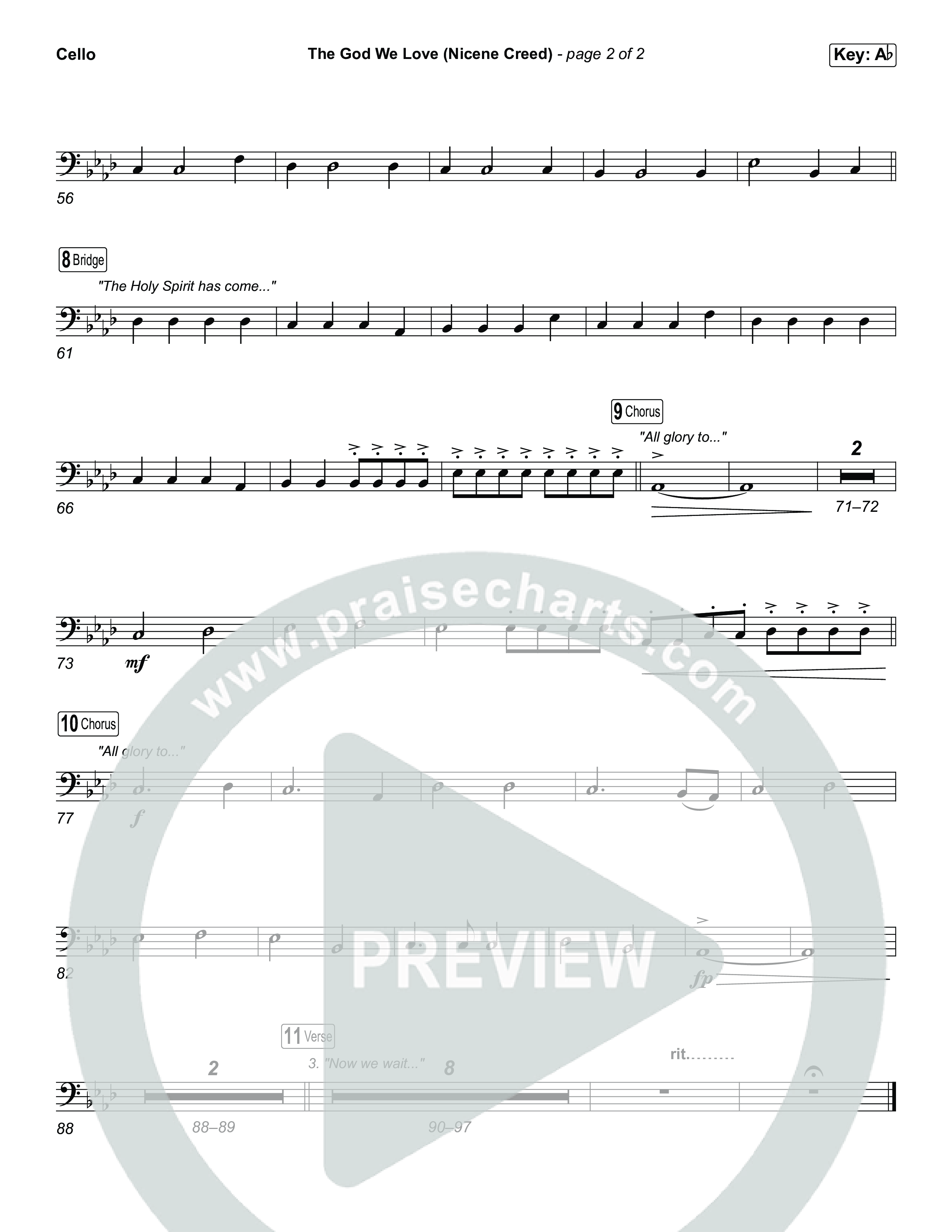 The God We Love (Nicene Creed) (Worship Choir/SAB) Cello (CityAlight / Matt Redman / Arr. Luke Gambill)