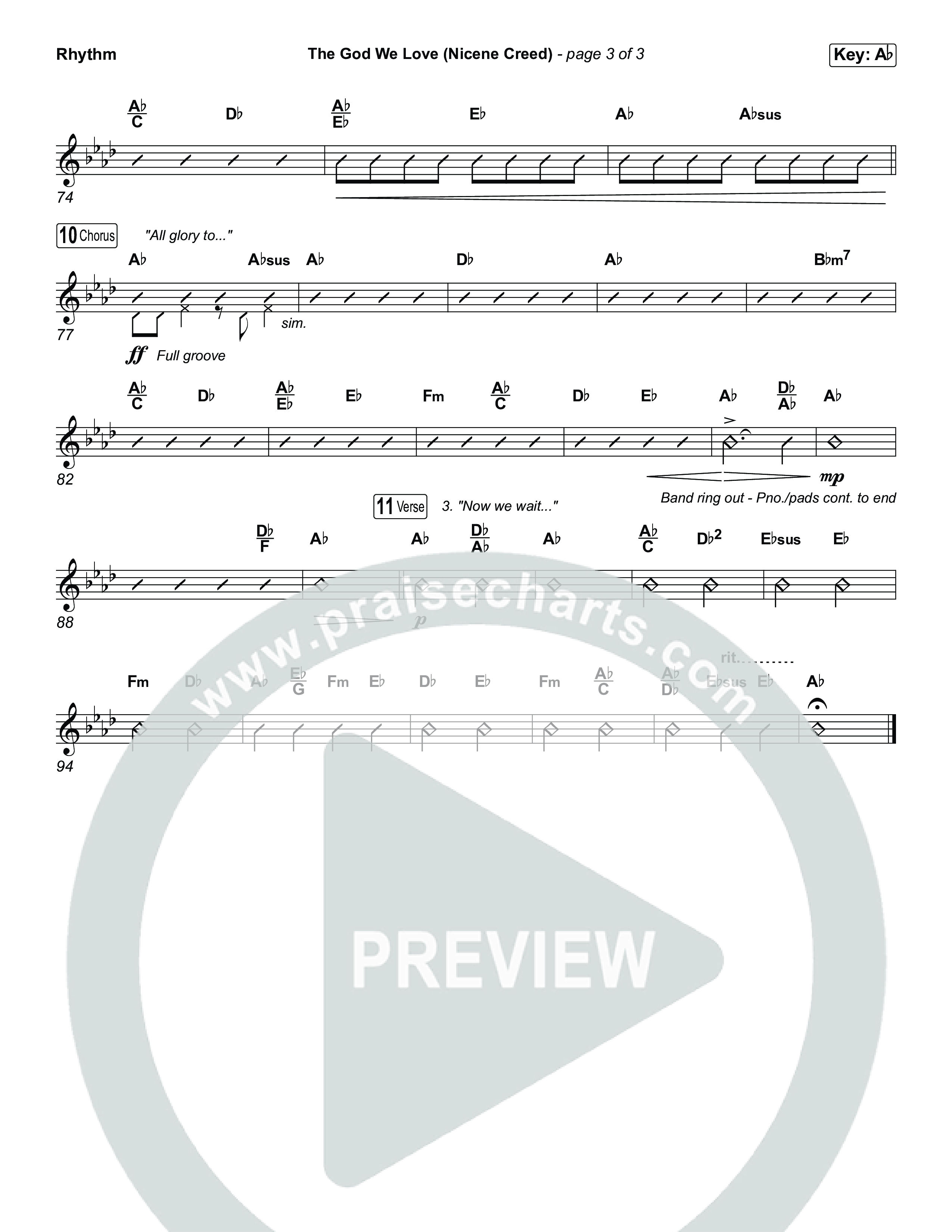 The God We Love (Nicene Creed) (Worship Choir/SAB) Rhythm Chart (CityAlight / Matt Redman / Arr. Luke Gambill)