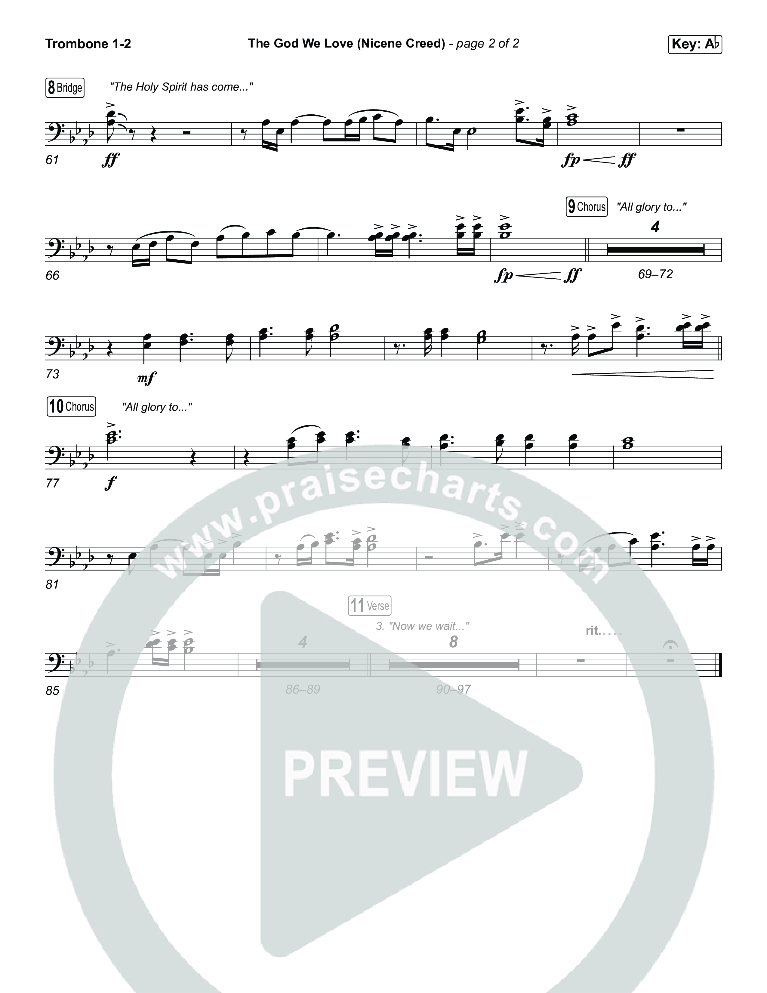 The God We Love (Nicene Creed) (Worship Choir/SAB) Trombone 1/2 (CityAlight / Matt Redman / Arr. Luke Gambill)