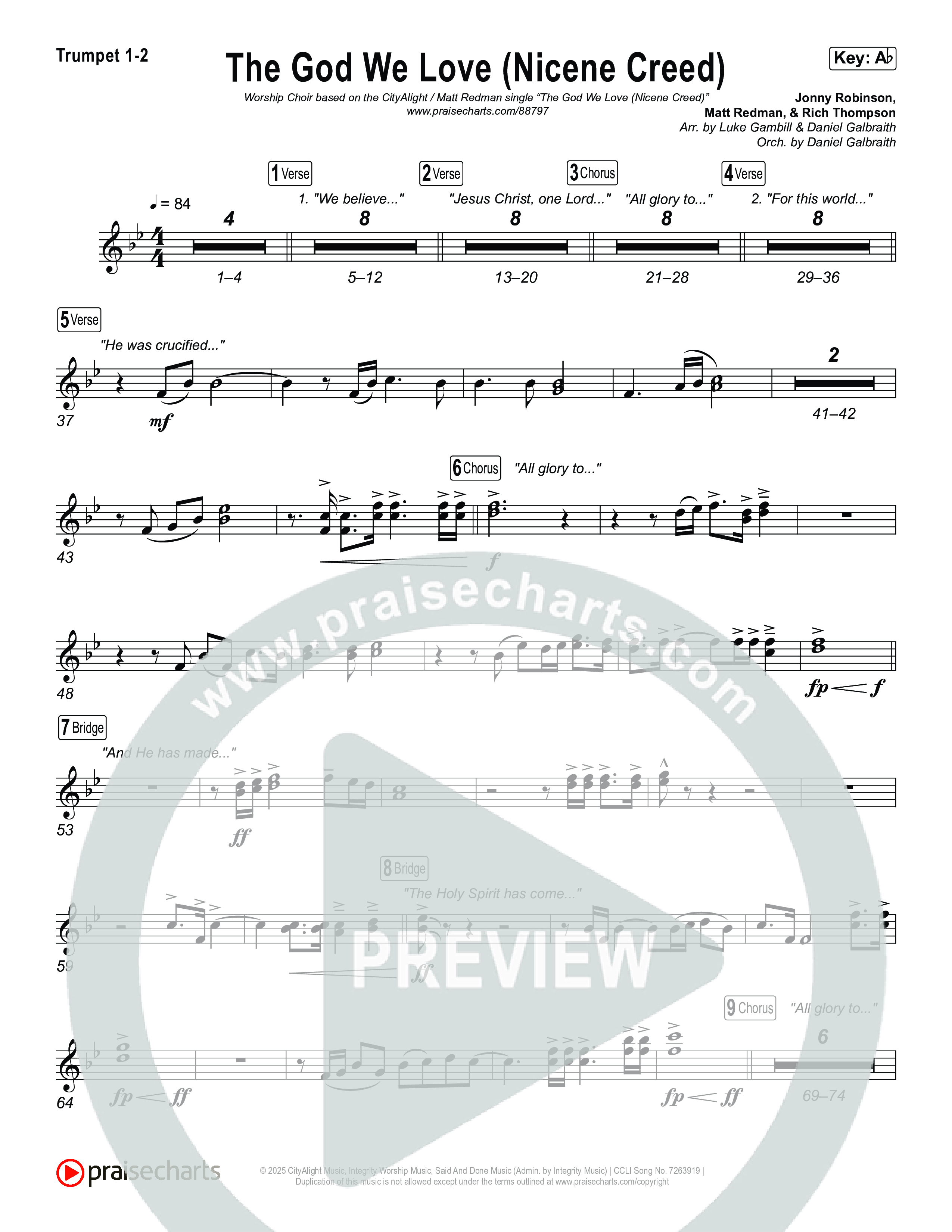 The God We Love (Nicene Creed) (Worship Choir/SAB) Brass Pack (CityAlight / Matt Redman / Arr. Luke Gambill)