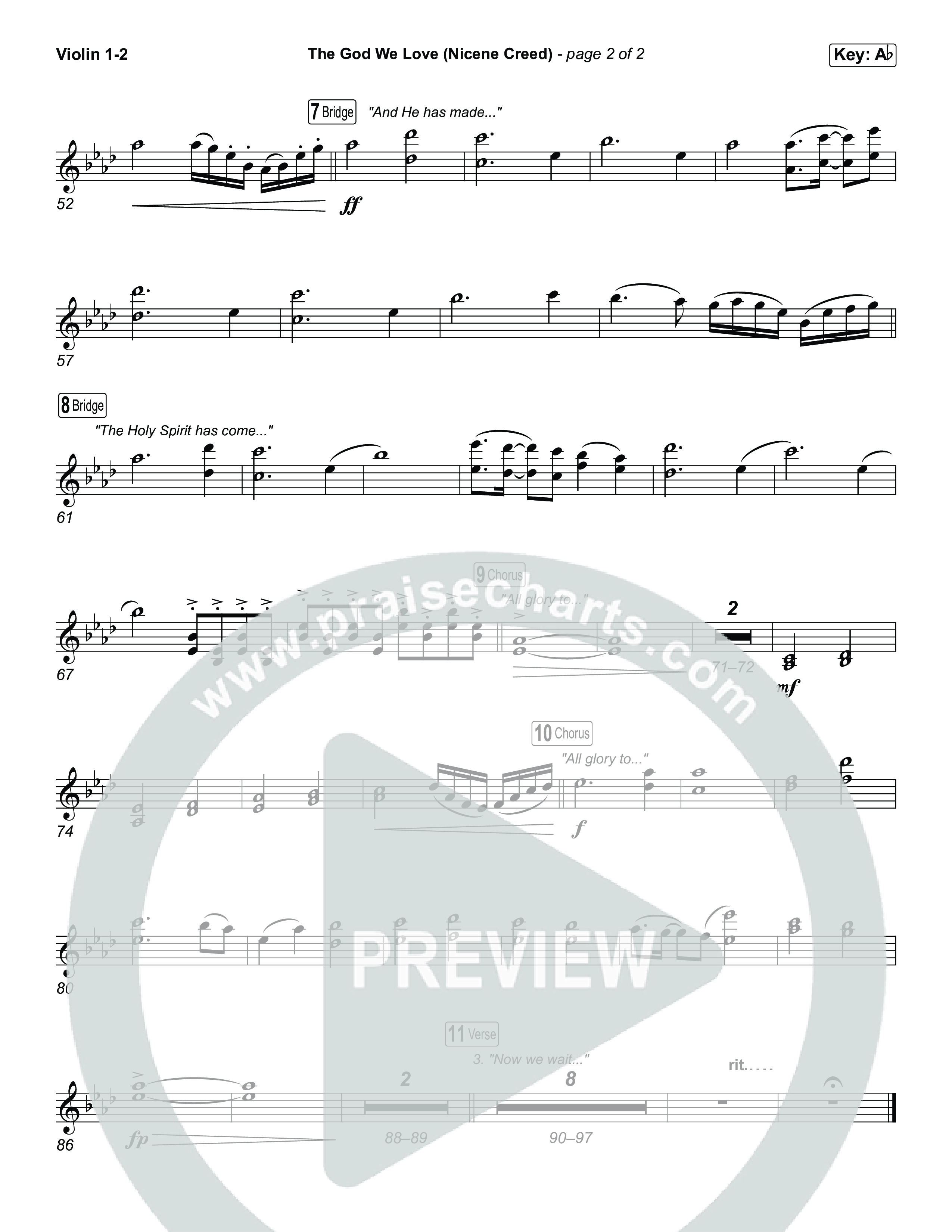 The God We Love (Nicene Creed) (Worship Choir/SAB) Violin 1/2 (CityAlight / Matt Redman / Arr. Luke Gambill)