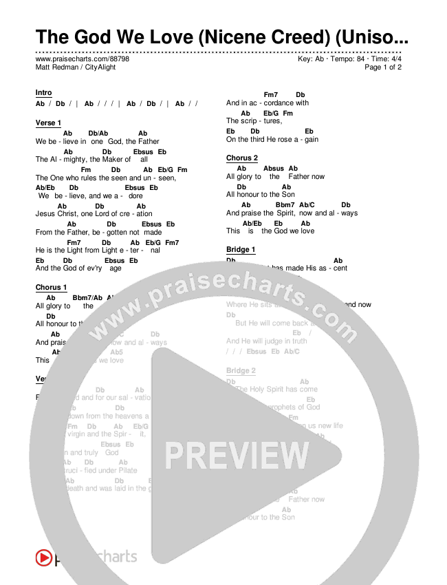 The God We Love (Nicene Creed) (Unison/2-Part) Chords & Lyrics (CityAlight / Matt Redman / Arr. Luke Gambill)