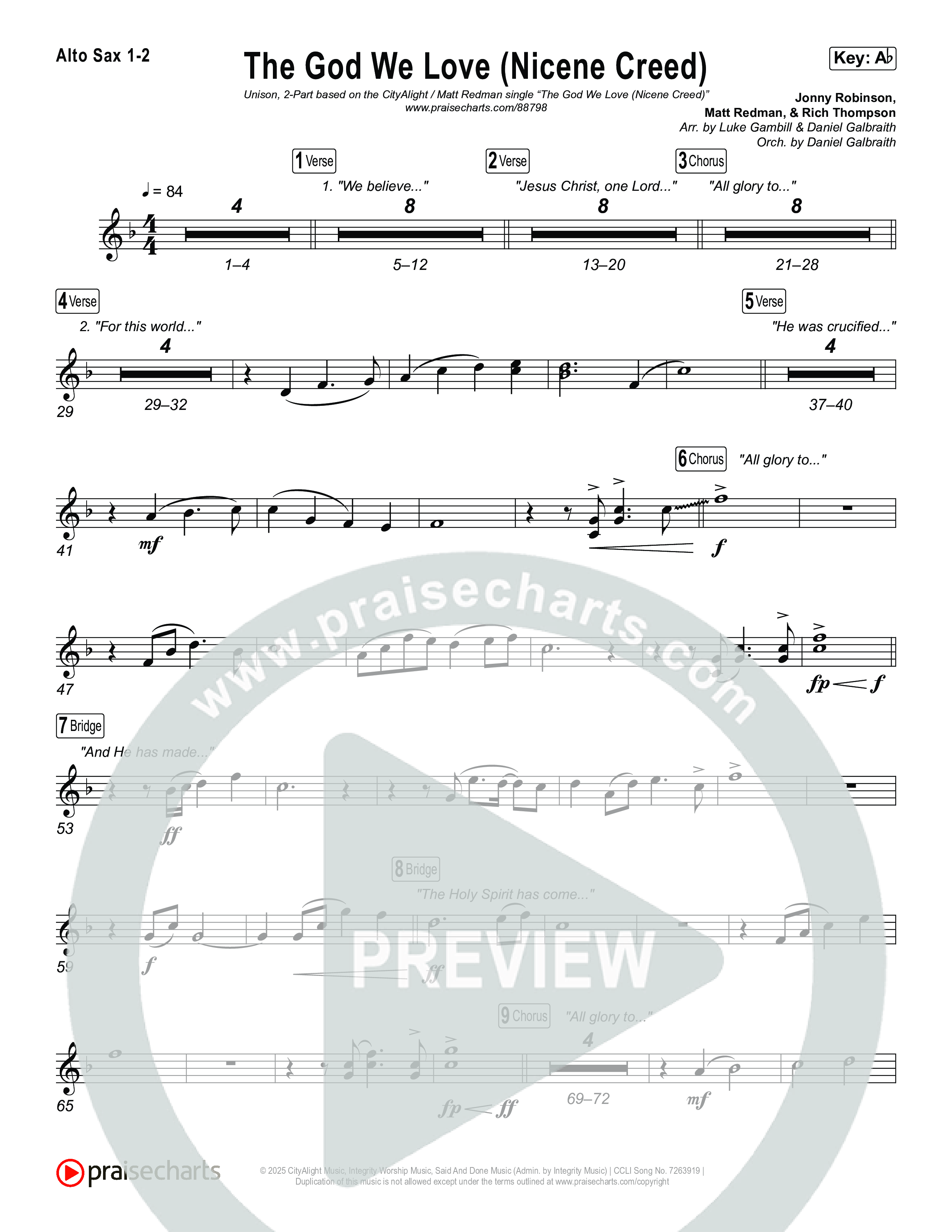 The God We Love (Nicene Creed) (Unison/2-Part) Alto Sax 1/2 (CityAlight / Matt Redman / Arr. Luke Gambill)