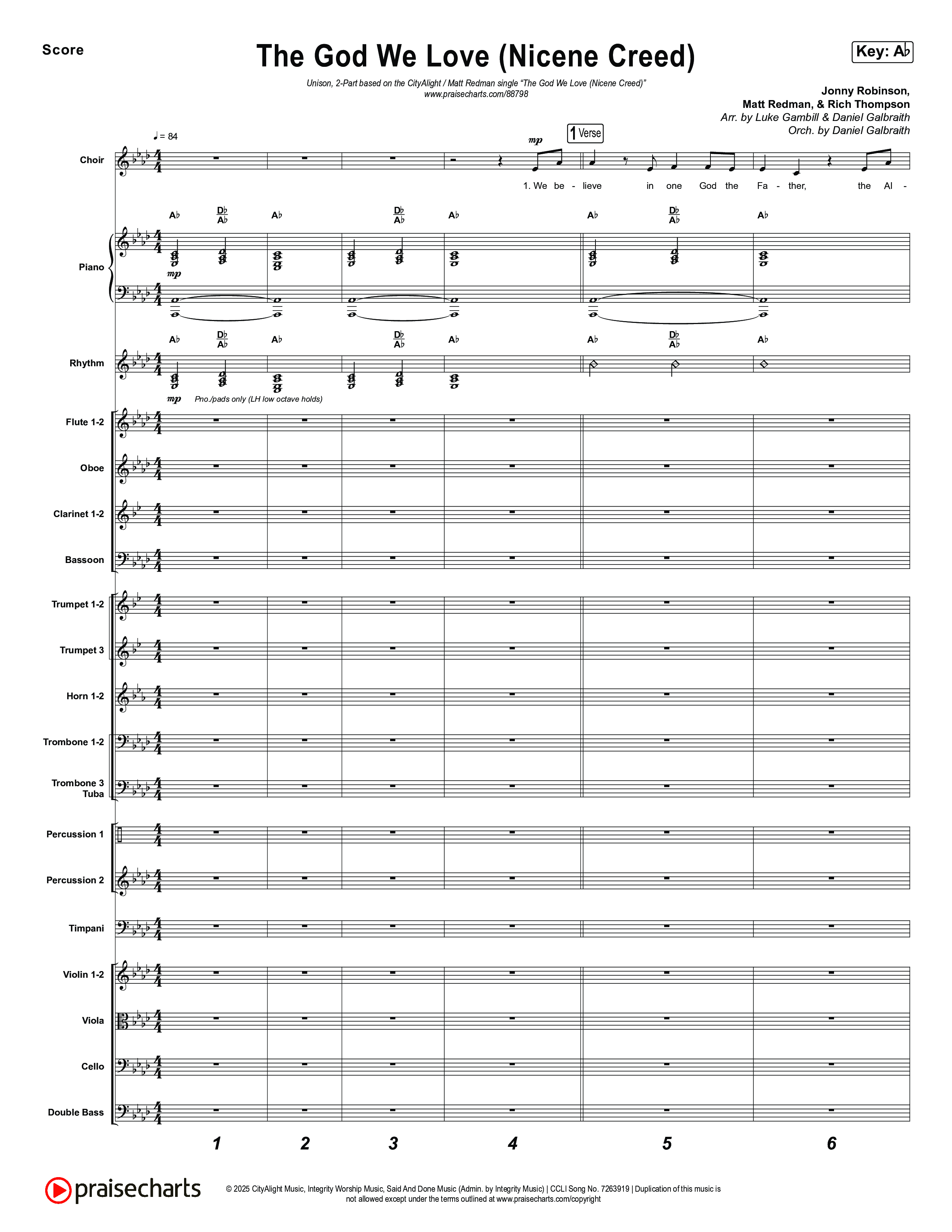 The God We Love (Nicene Creed) (Unison/2-Part) Orchestration (CityAlight / Matt Redman / Arr. Luke Gambill)