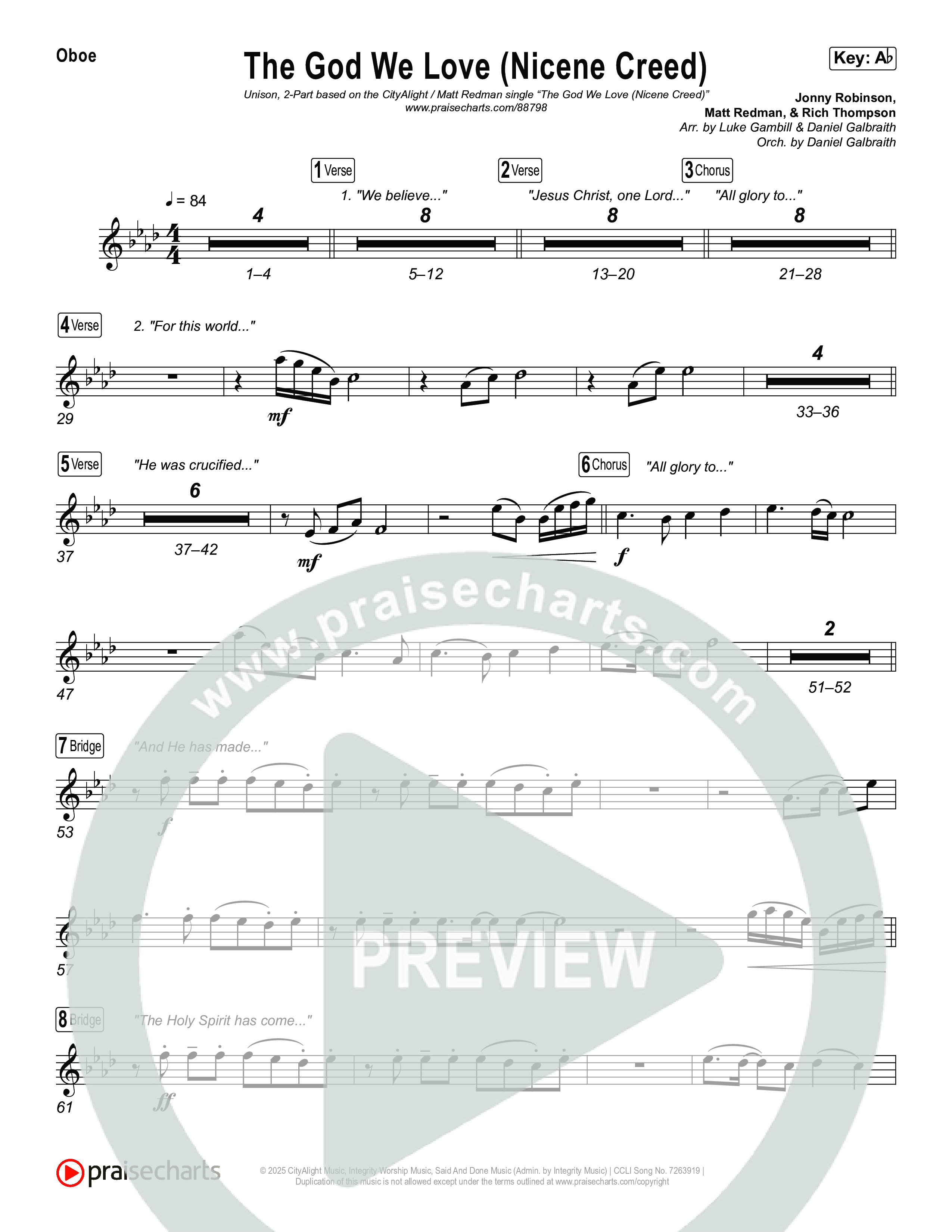 The God We Love (Nicene Creed) (Unison/2-Part) Wind Pack (CityAlight / Matt Redman / Arr. Luke Gambill)