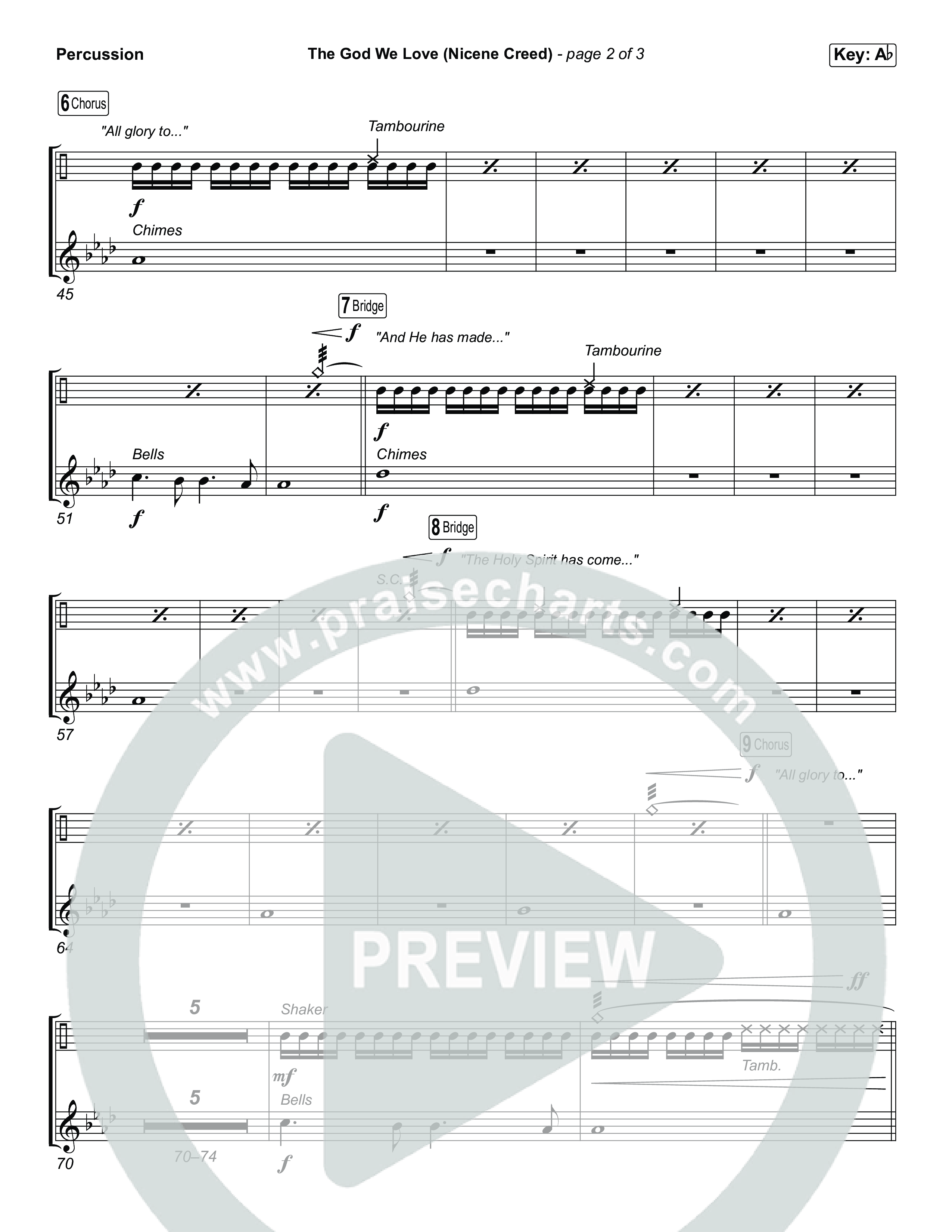 The God We Love (Nicene Creed) (Unison/2-Part) Percussion (CityAlight / Matt Redman / Arr. Luke Gambill)