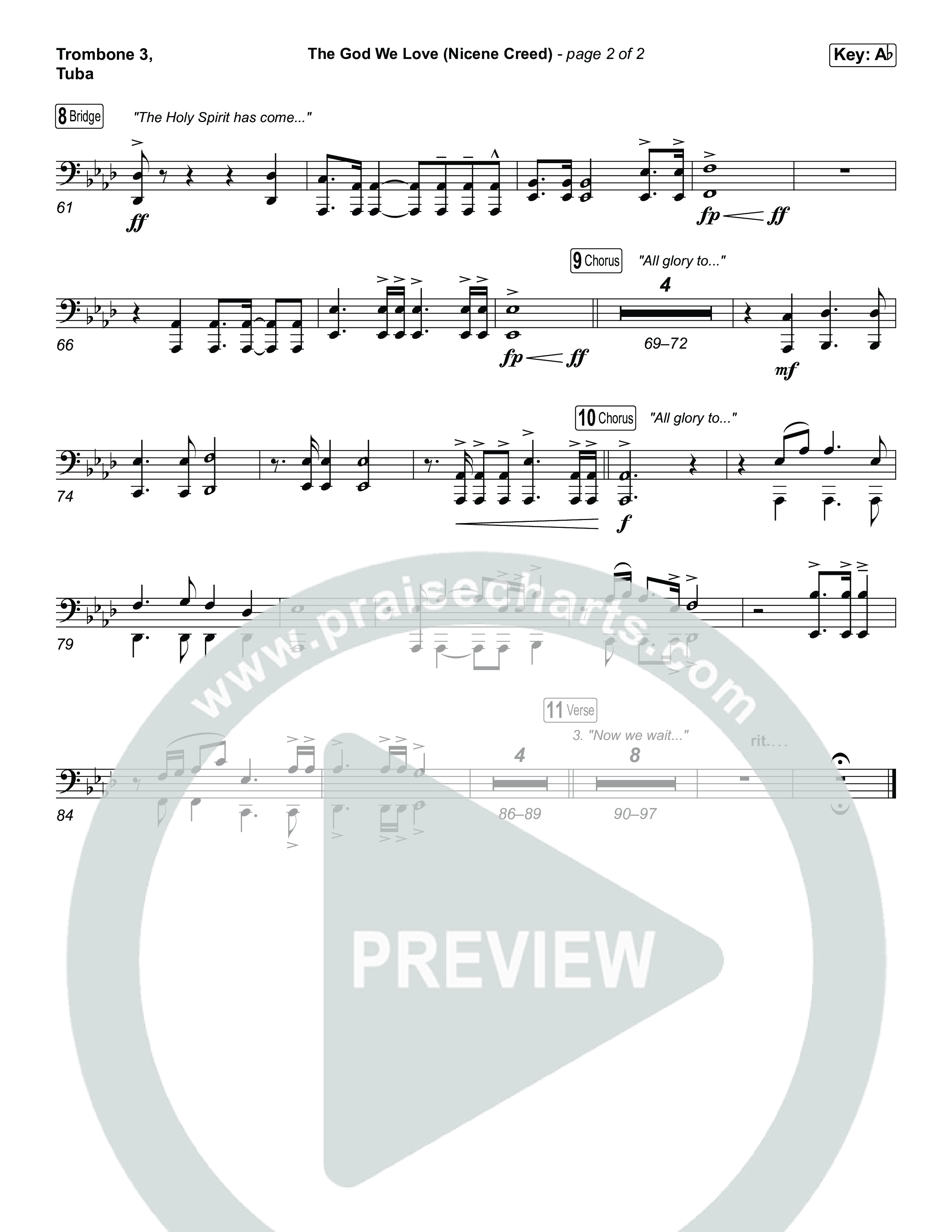 The God We Love (Nicene Creed) (Unison/2-Part) Trombone 3/Tuba (CityAlight / Matt Redman / Arr. Luke Gambill)