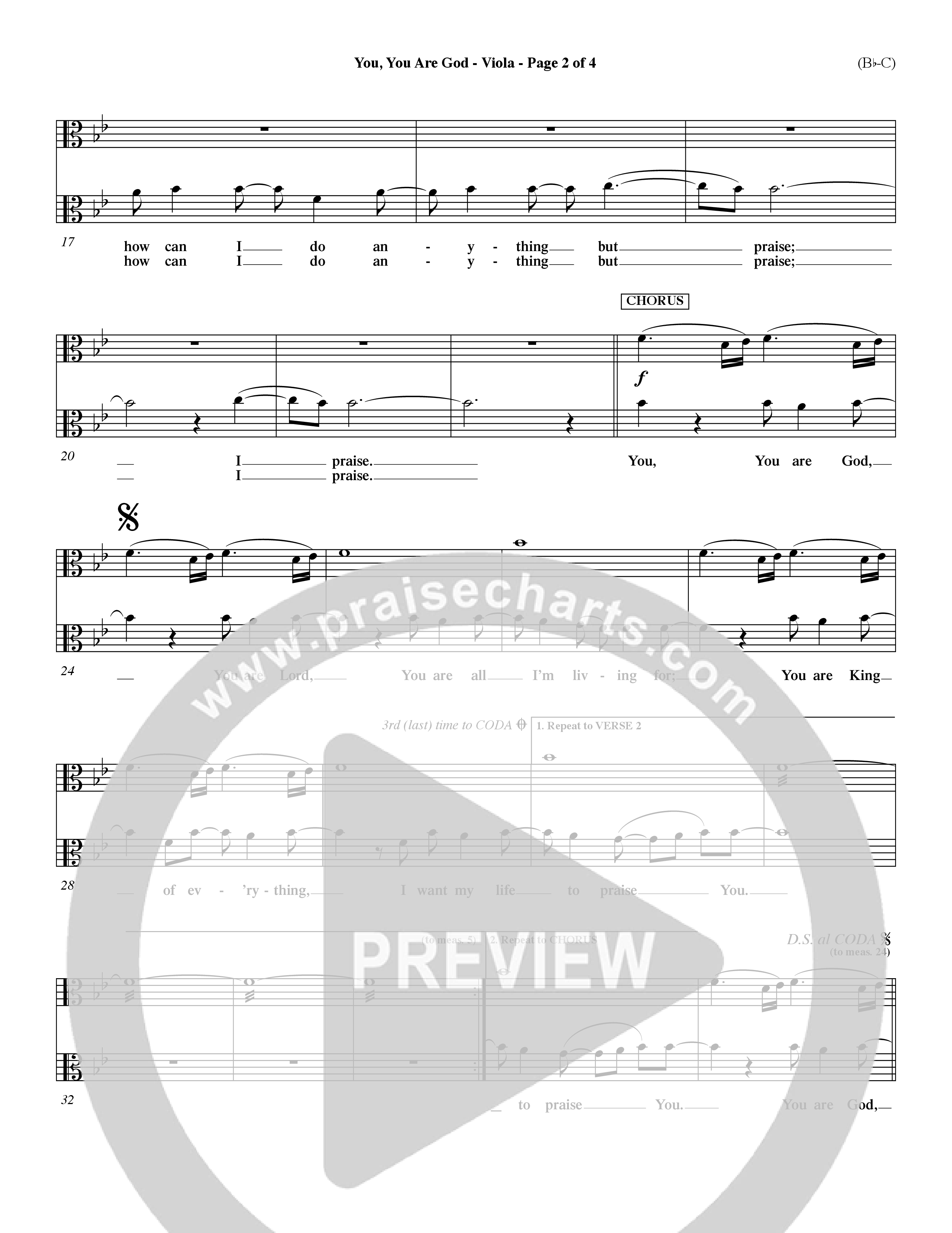You You Are God (Choral Anthem SATB) Viola (Word Music Choral / Orch. Dave Williamson / Orch. Paul Nelson)