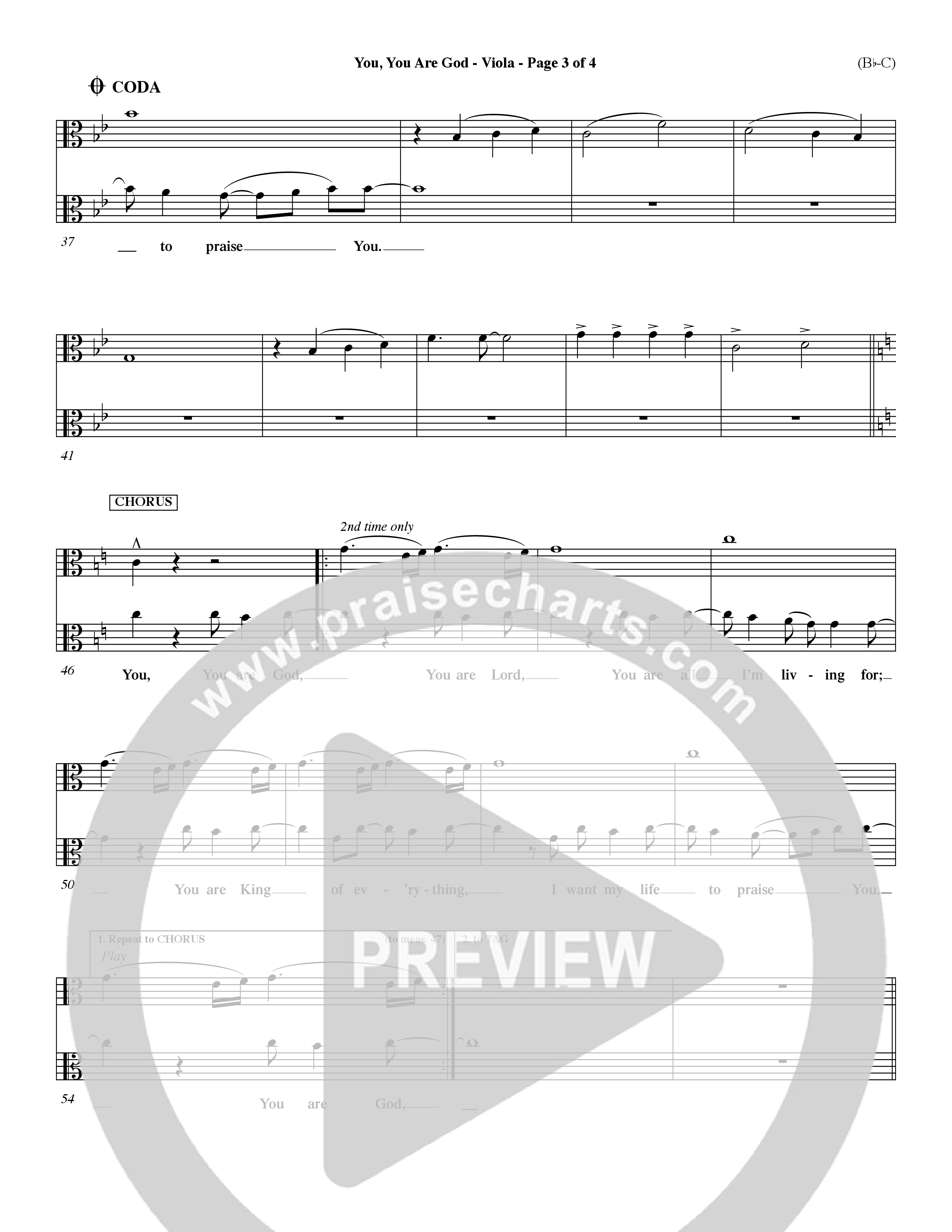 You You Are God (Choral Anthem SATB) Viola (Word Music Choral / Orch. Dave Williamson / Orch. Paul Nelson)