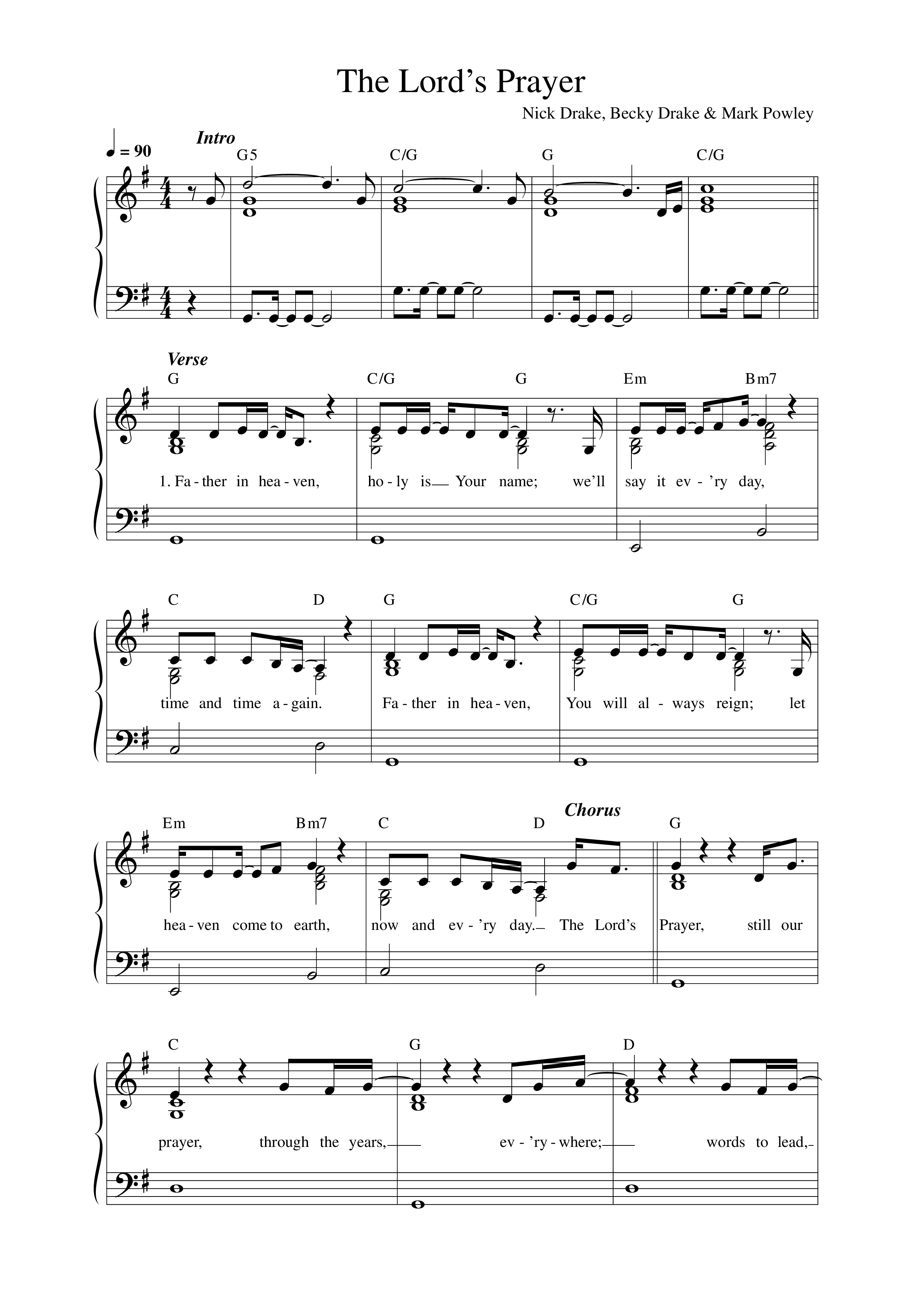 The Lord's Prayer Lead Sheet Melody (Worship For Everyone)