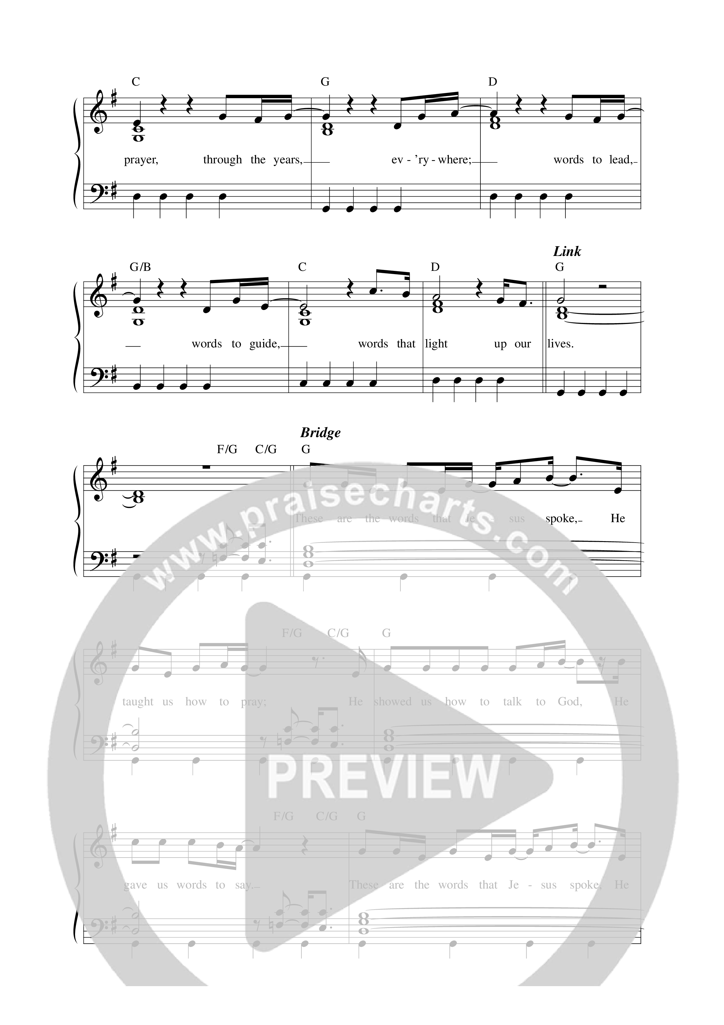 The Lord's Prayer Lead Sheet Melody (Worship For Everyone)
